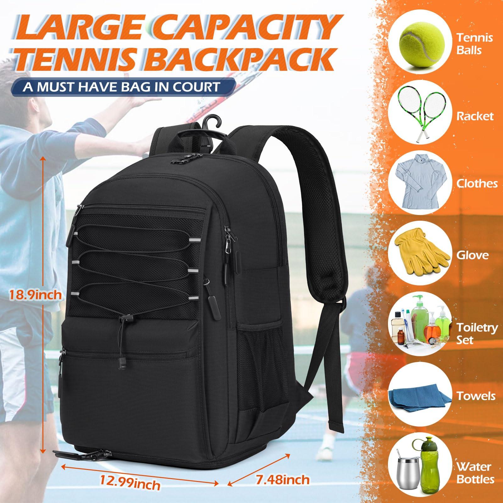 IGOLUMON Tennis Bag Tennis Backpack for Women and Men Racket Bags Holds 2 Racket Insulated Pocket Ventilated Shoe Compartment - Image 2