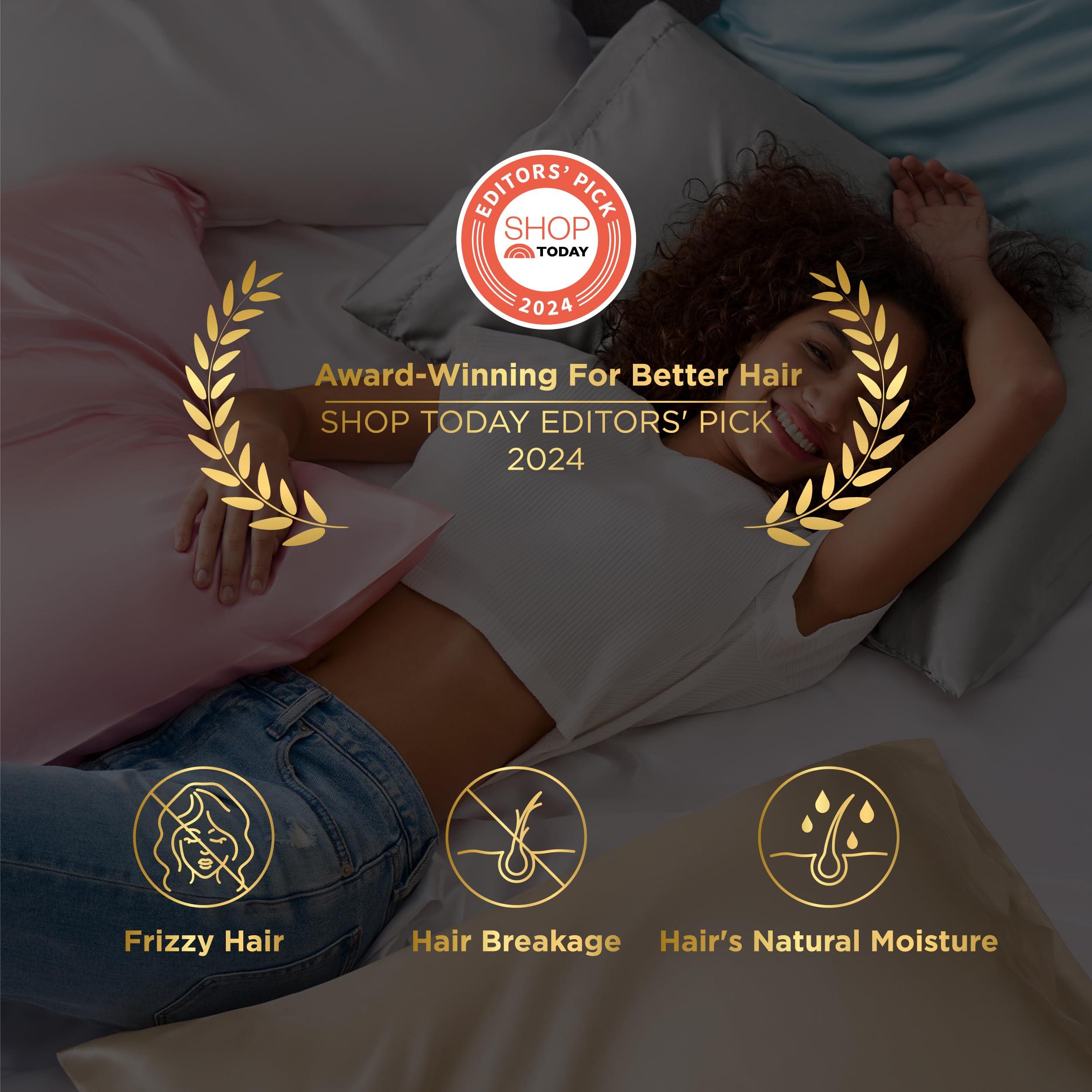 Bedsure Satin Pillowcases, Similar to Silk Pillow Cases Queen Size Set of 2, Cooling Pillow Case for Hot Sleepers with Envelope Closure, Gifts for Women Men, Silver Grey, 20x30 Inches - Image 2