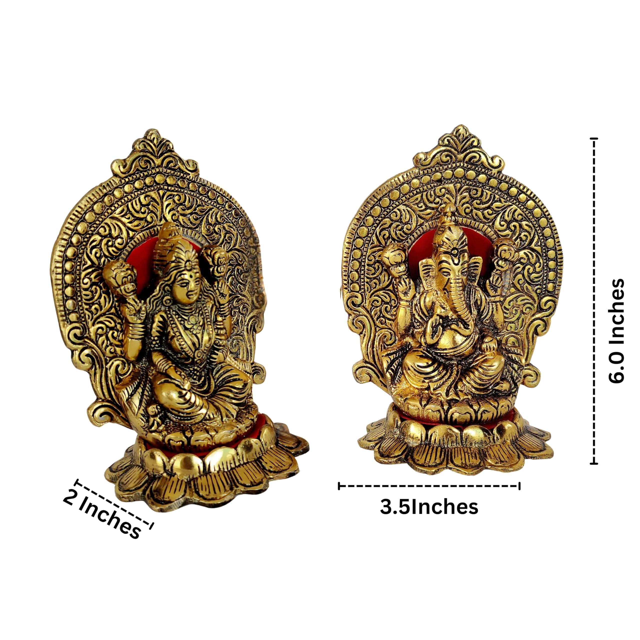Wonder Care Lakshmi Ganesha Statues Metal Lakshmi Idol Ganesha Statues for Diwali Decorations Items laxmi puja Decoration | Ganesh Idol for Car | Home Decor | Diwali Gifts for Friends - Image 3