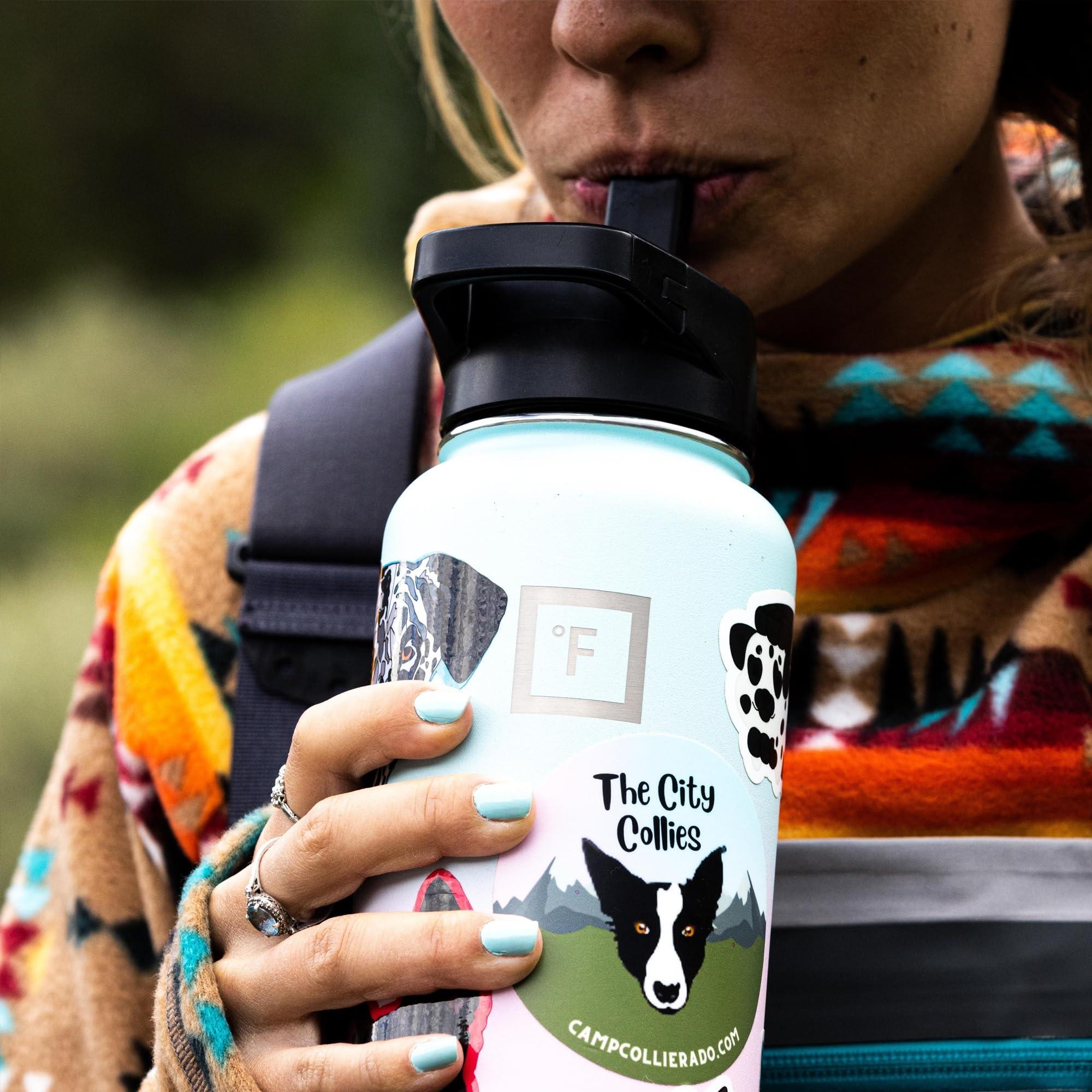 IRON °FLASK Camping & Hiking Hydration Flask with 3 Lids - Stainless Steel, Double Walled & Vacuum Insulated Water Bottle - Leak Proof & BPA Free (Midnight Black, Straw - 40 oz) - Image 2