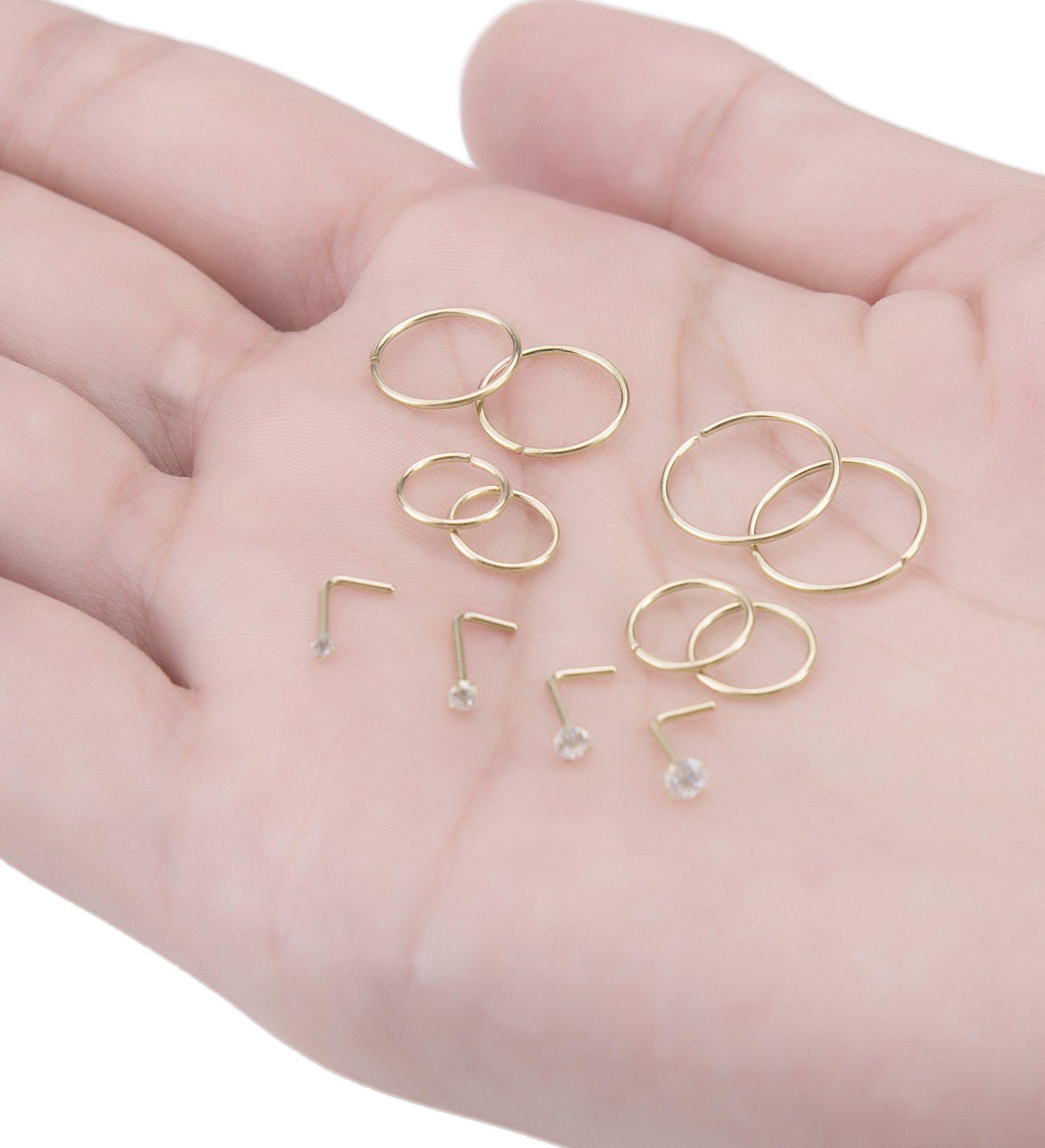 Masedy Nose Rings 12Pcs 20G 316L Stainless Steel L Shaped Nose Studs Cartilage Tragus Septum Piercing 6-12MM - Image 6