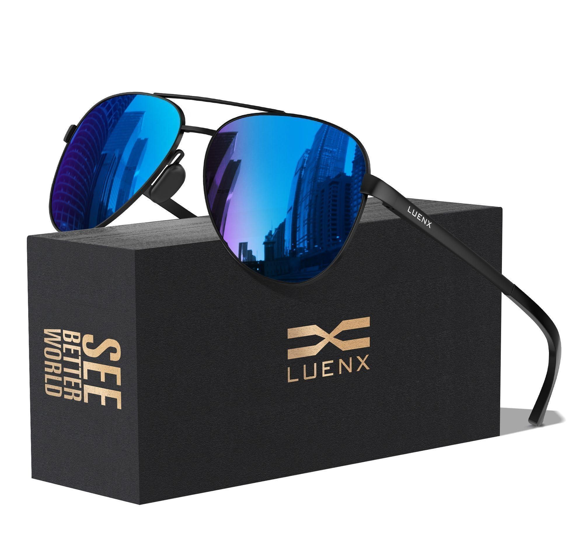 LUENX Aviator Sunglasses for Men Women Polarized - UV400 Protection, Stylish Shades, Driving, Outdoor Activities