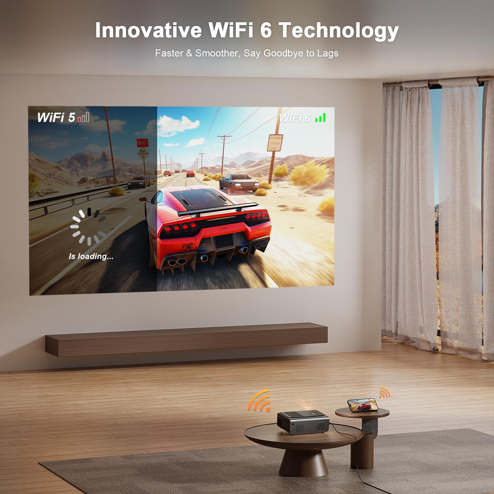 [Built-in Apps & Auto Focus/Keystone] Smart Projector with WiFi and Bluetooth, VOPLLS 700ANSI Native 1080P Outdoor Projector, 50% Zoom Home Theater Movie Projector for Bedroom/iOS/Android/PPT - Image 5