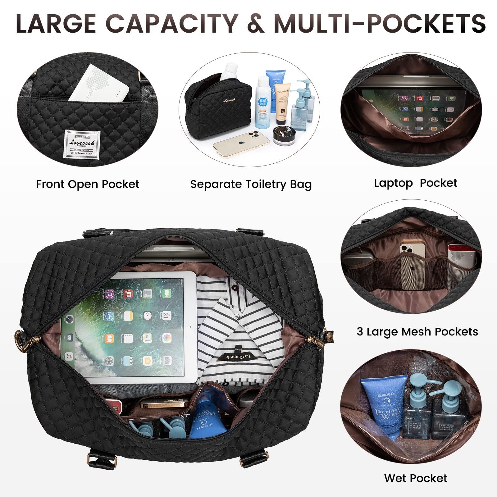 LOVEVOOK Travel Duffle Bag,Weekender Bags for Women with Shoe Compartment，Carry on Overnight Bag with Toiletry Bag,Gym Duffel Bag with Wet Pocket, Hospital Bags for Labor and Delivery - Image 3