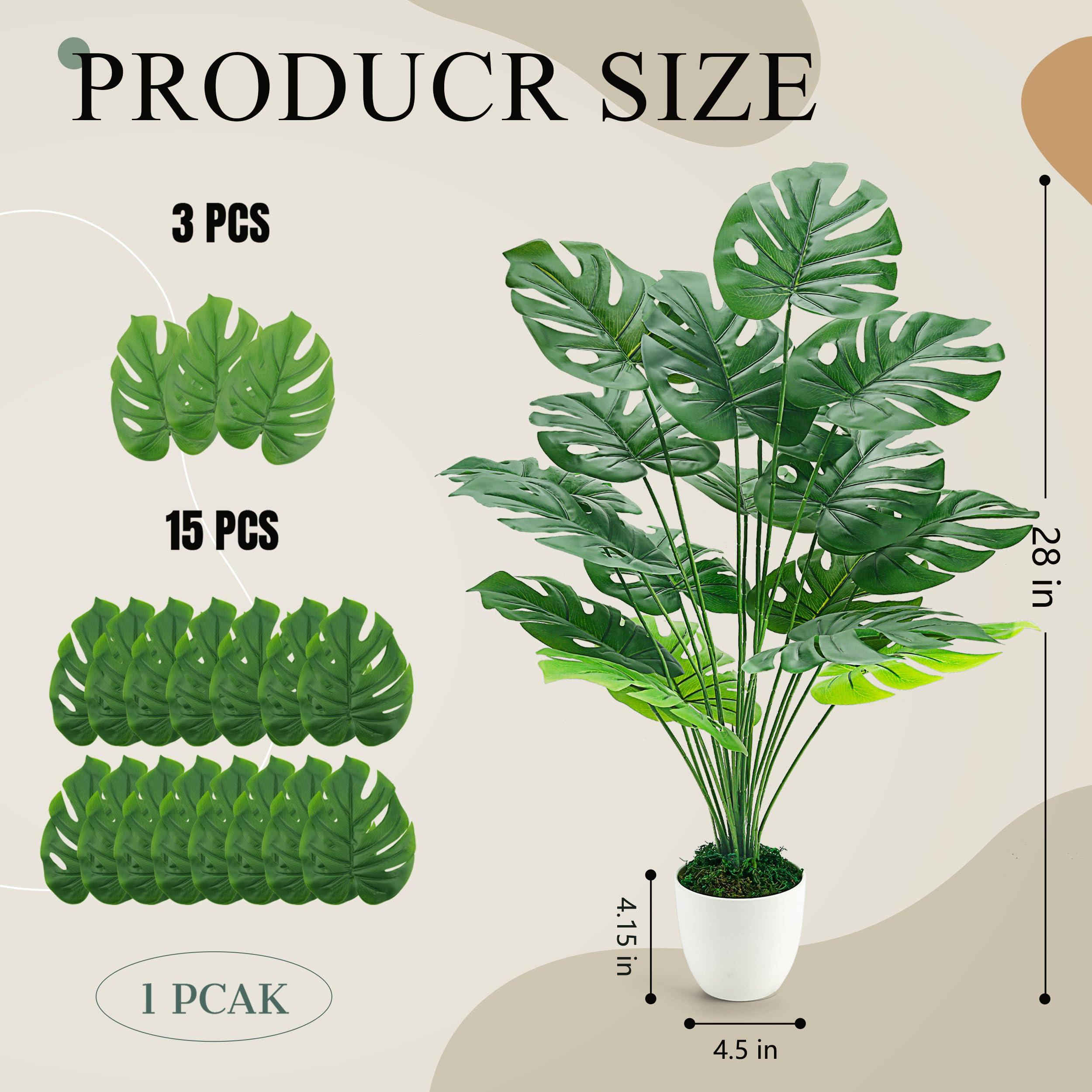 Der Rose 28" Fake Plants Large Artificial Monstera Faux Potted Plants Indoor Tall Tree for Living Room Decor - Image 3