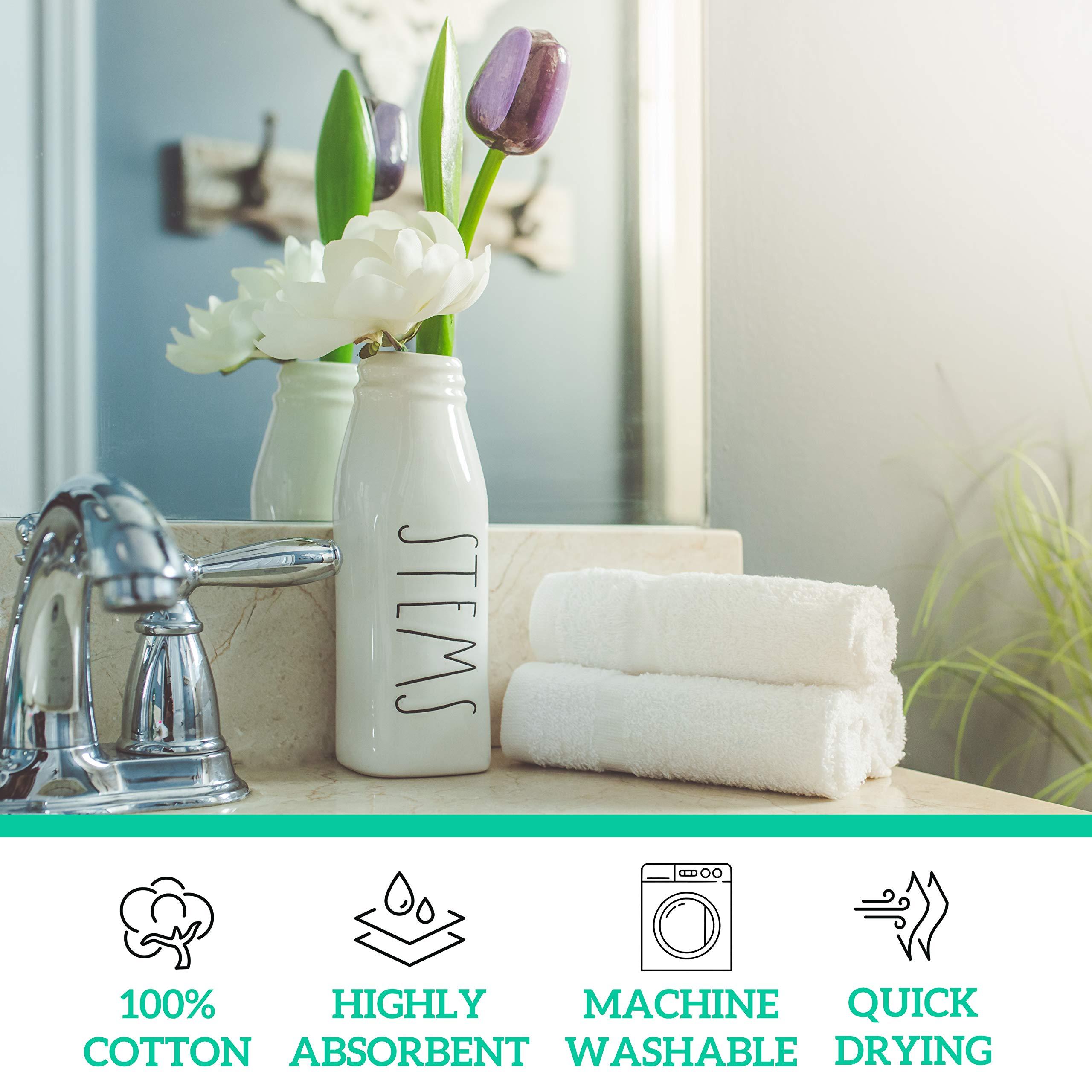 GREEN LIFESTYLE Bulk Washcloths 12x12 50 Pack - Face Towel, Wash Clothes for Body and Face - 100% Pure Cotton Wash Cloths for Your Body (White) - Image 5