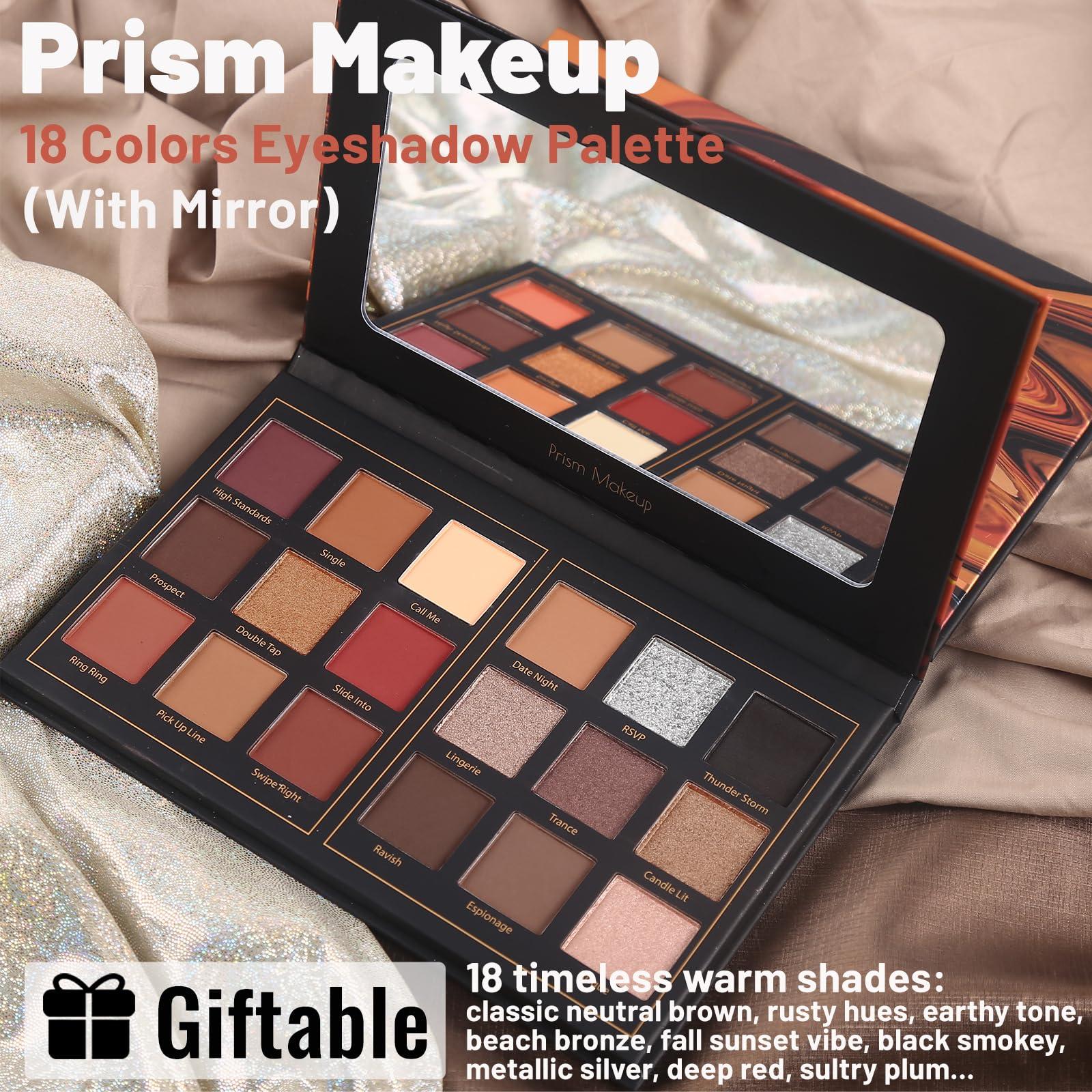 Prism Makeup Matte Eyeshadow Palette Pro 18 Colors Pigmented Shimmer Glitter Eye Shadow Palette, Long Lasting Waterproof Smokey Powder Cosmetics Halloween Makeup Kit (01# Seductress) - Image 2