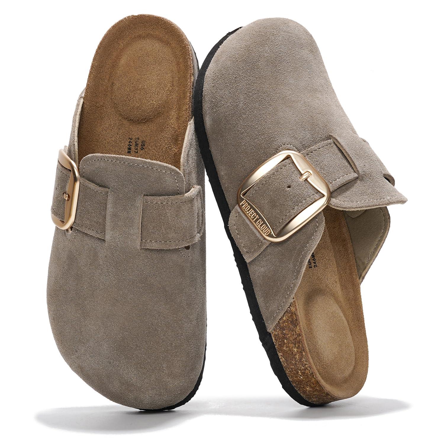 Project Cloud Genuine Leather Clogs for Women Shoes - Memory Foam Insole, Non-Slip & Natural Cork Footbed Womens Clogs and Mules 2025 (Manchester)