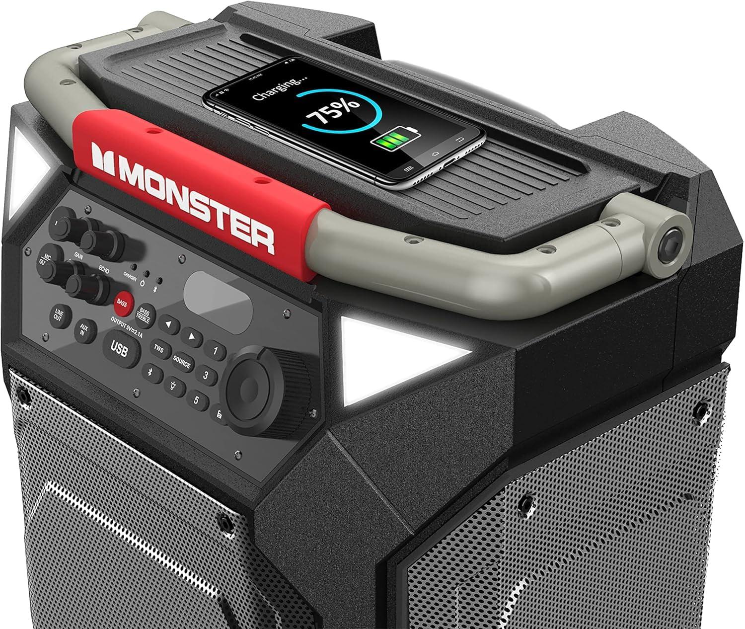 Monster Rockin’ Roller 270 Indoor/Outdoor Portable Bluetooth Speaker | up to 200W of 270 Degree Sound & up to 100 Hours of Playtime - Image 4