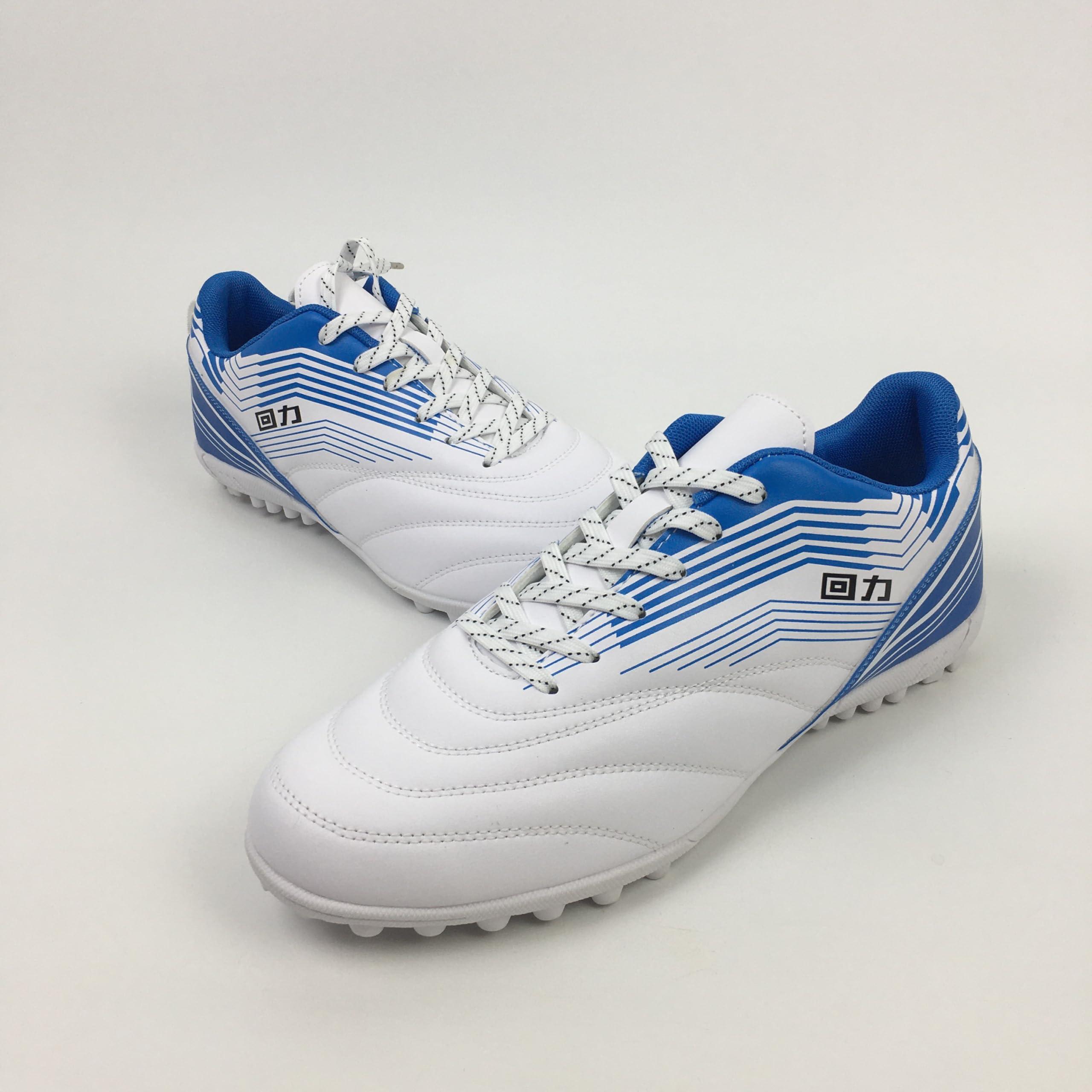 Men's Soccer Shoes Outdoor Turf Indoor Soccer Training Sneaker Football Boots Breathable Cleats (10 Blue White)