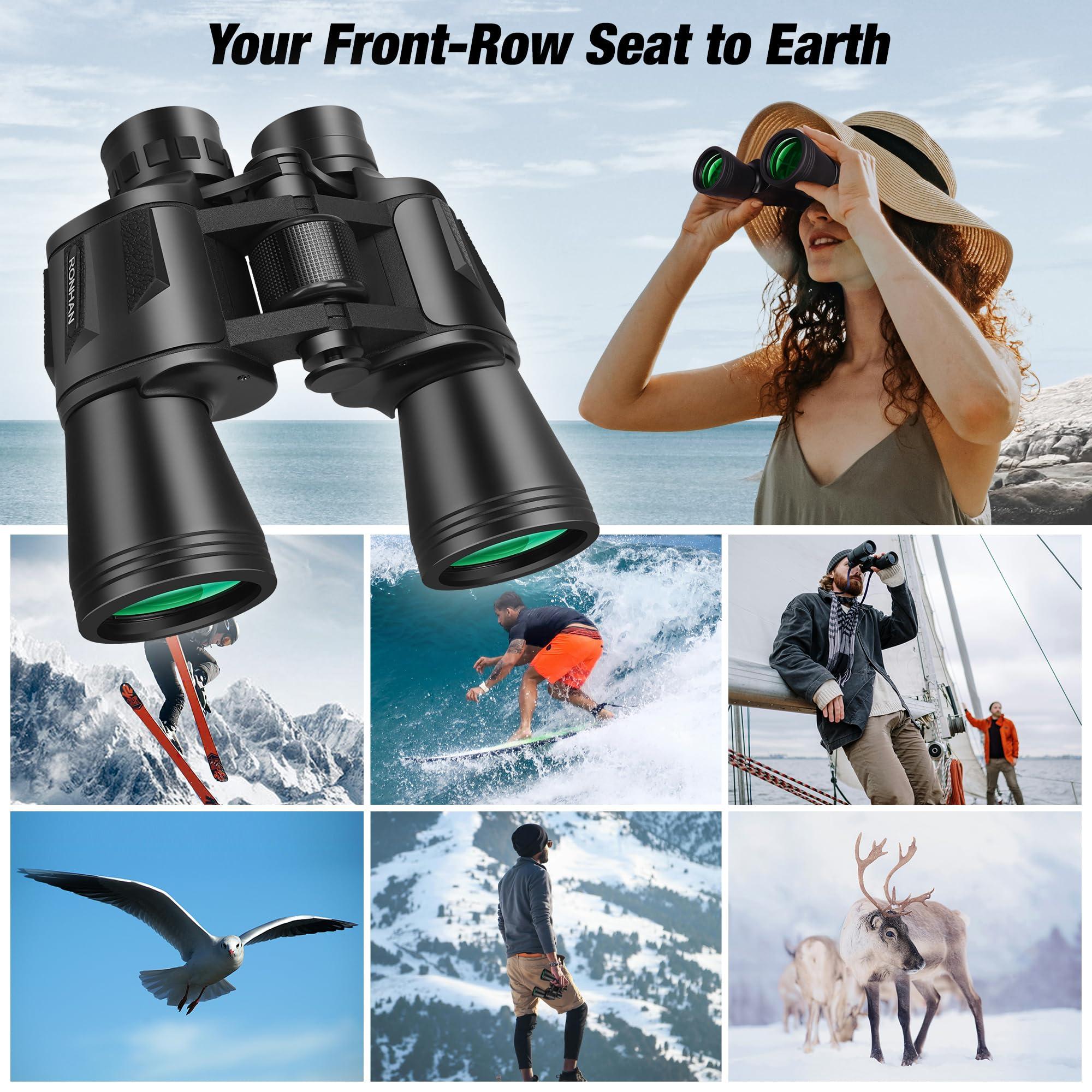 RONHAN Binoculars for Adults High Powered, Military Compact HD Professional/Daily Waterproof 20x50 Binoculars for Bird Watching Travel Hunting Football Games Stargazing with Carrying Case & Strap - Image 5