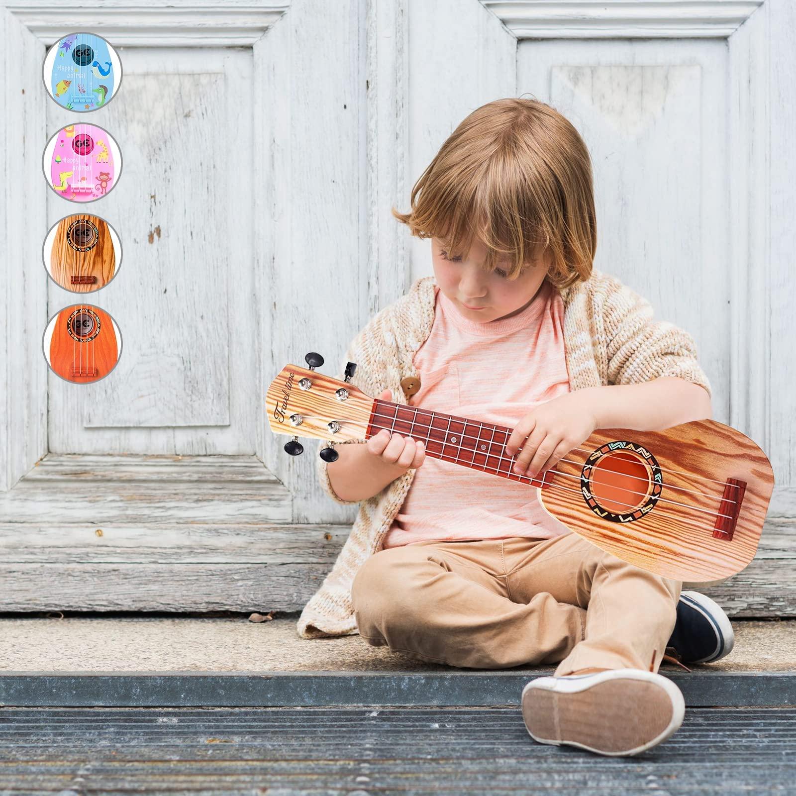 YOLOPLUS+ 17 Inch Kids Ukulele Guitar Toy 4 Strings Mini Children Musical Instruments Educational Learning Toy for Toddler Beginner Keep Tone Anti-Impact Can Play with Picks/Strap/Primary Tutorial - Image 2