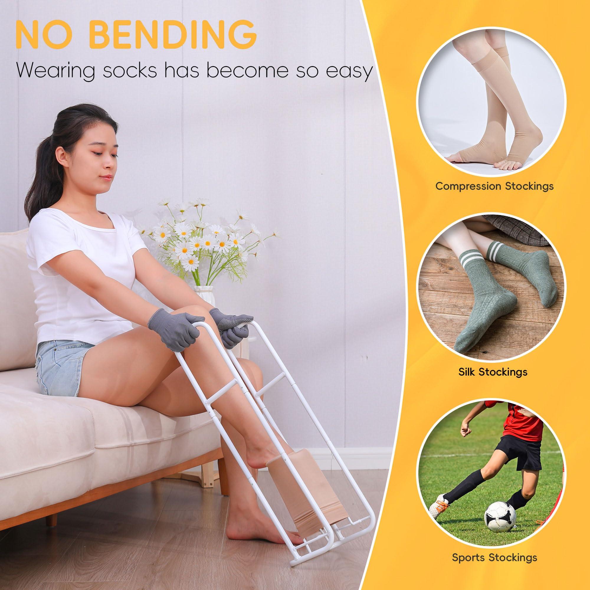 Upgraded Extra-Large Compression Sock Aid Device - Sock Aids for Compression Stocking - Helper Device for Putting on Hosiery - 14 in or More - 2024 Design (White) - Image 5