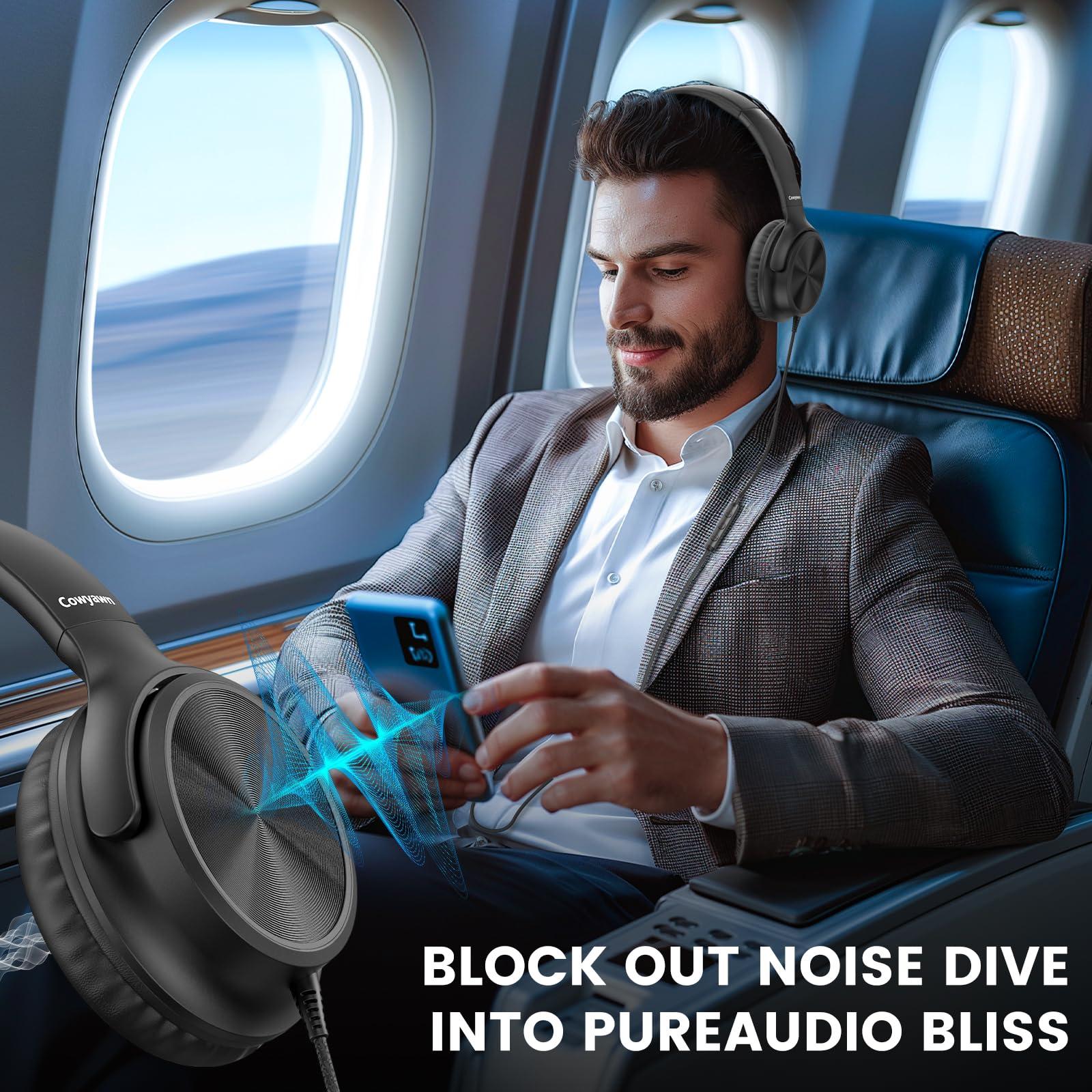 Cowyawn USB C Headphones Wired, Over Ear USB C Wired Headphones with Microphone, Volume Control, HD Stereo Sound, Foldable USB Type C Headphones for Adult/Teens/Chromebook/Laptop/Computer/iPhone,Black - Image 2