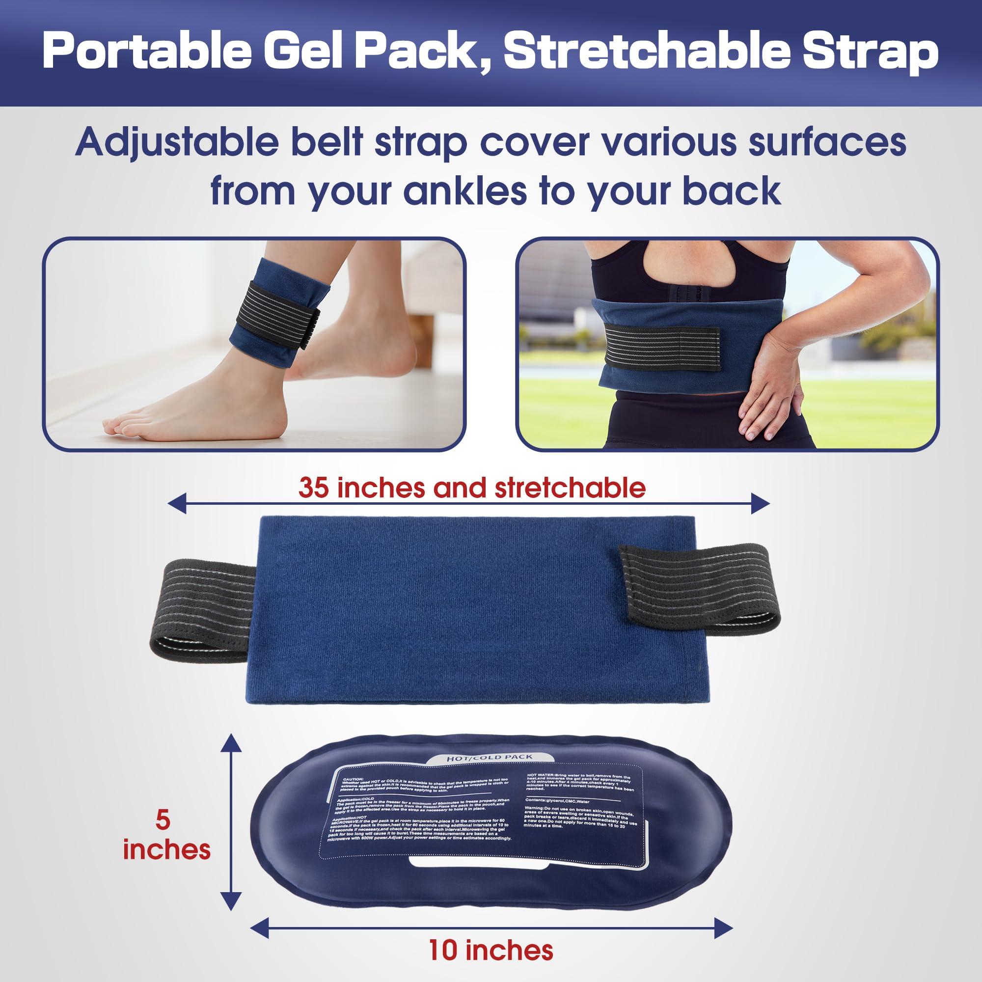 Ice Packs for Injuries Reusable, 4 Pack Hot and Cold Gel Packs and 2 Pack Adjustable Flexible Gel Wraps for Back Shoulders Arms Knees and Legs Injury Recovery, Alleviate Joint and Muscle Pain Relief - Image 3