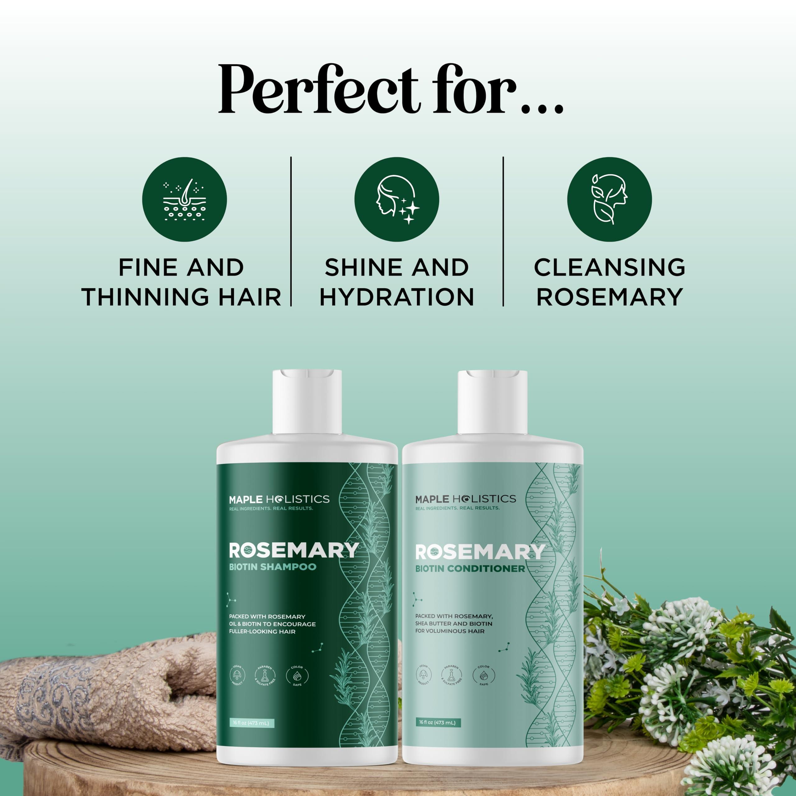 Biotin Rosemary Shampoo and Conditioner Set - Vegan Sulfate Free Biotin Shampoo and Conditioner Set Hair Growth Complex with Volumizing Rosemary Essential Oil for Fine Weak & Dull Hair - Image 7