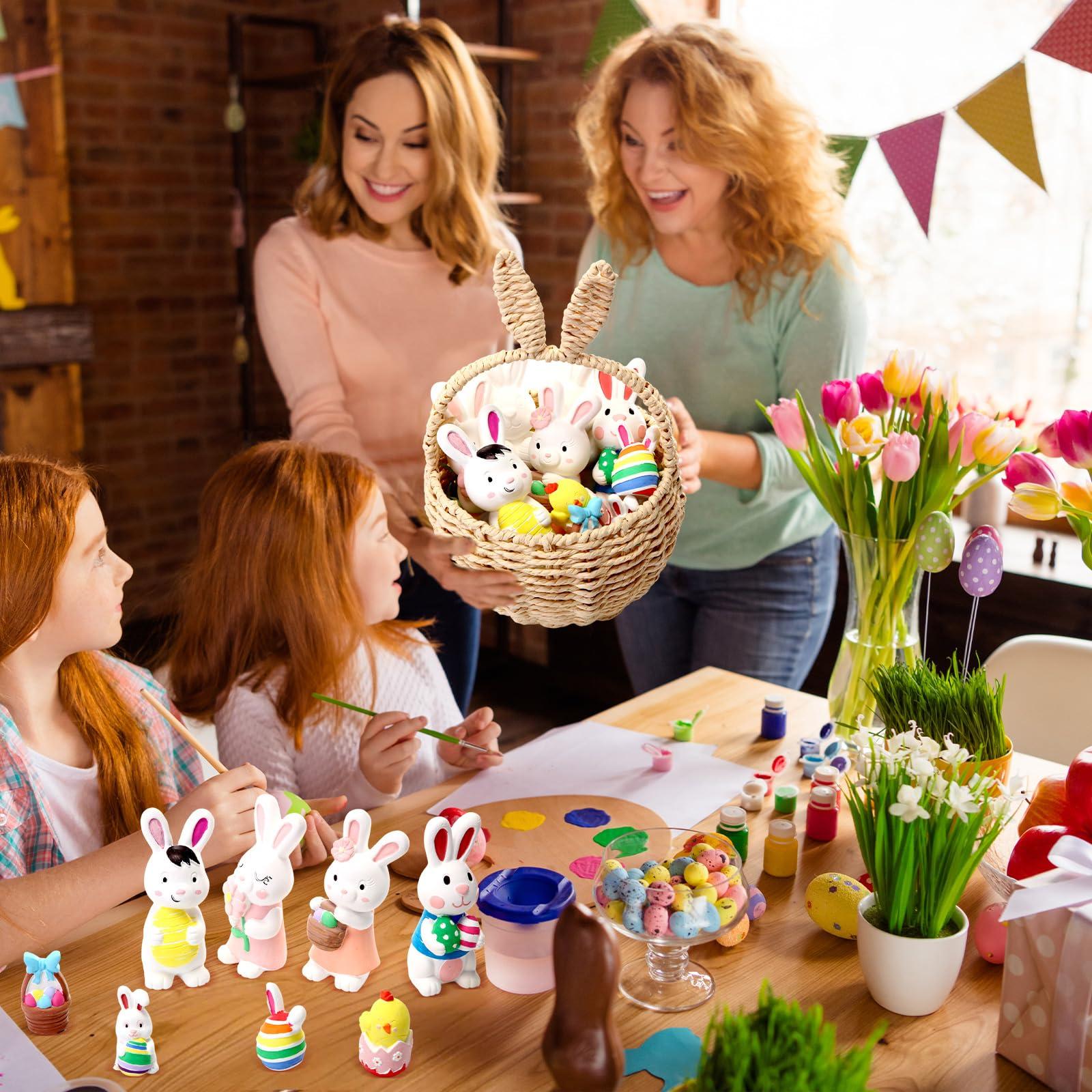 Zubebe 24 Pcs Easter Paint Your Own Bunny Statues Bulk Ready to Paint Ceramics Bunny Ceramics to Paint Bunnies Gifts Unpainted Plaster Bunny Figurines Easter Basket Stuffers Easter Party Favors - Image 7