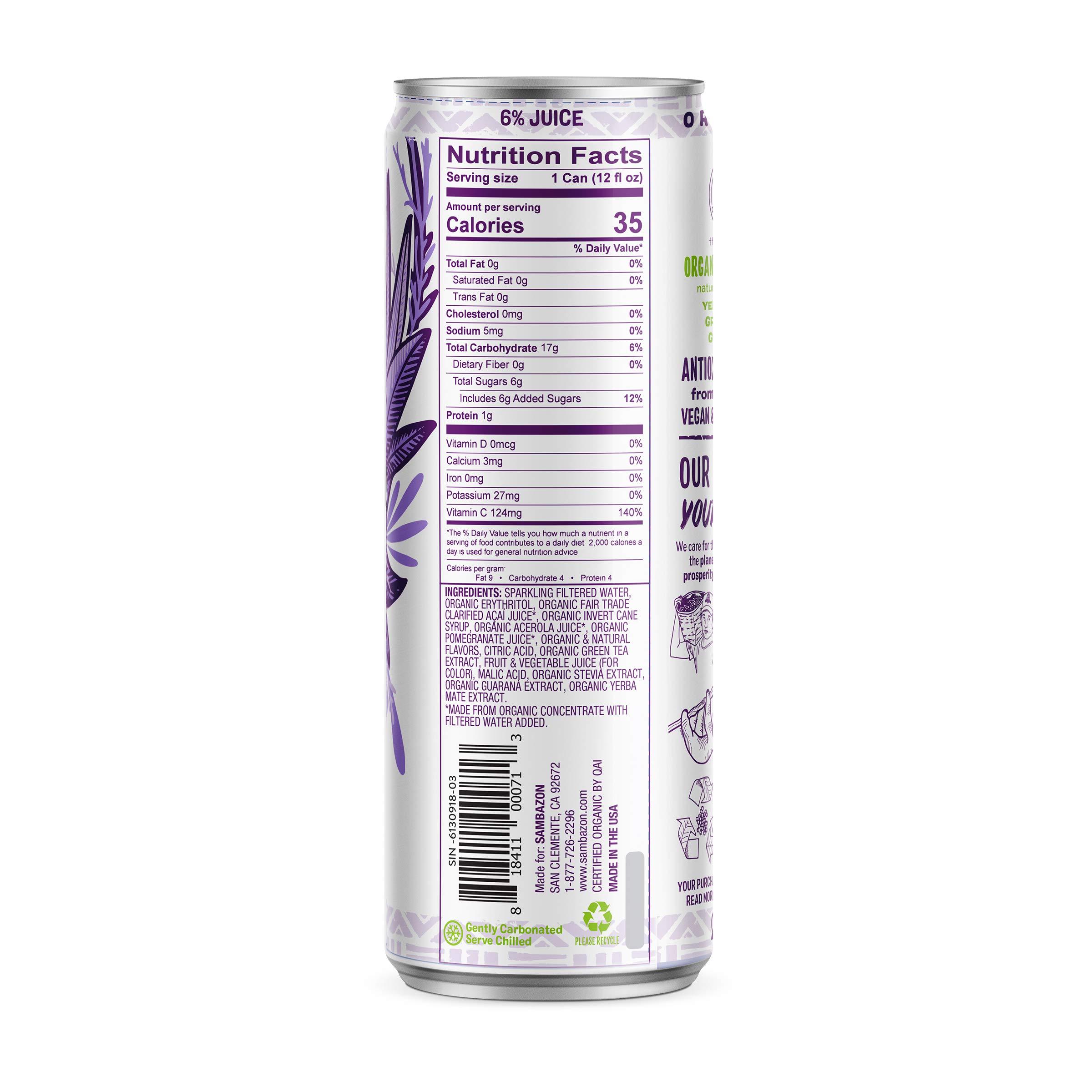 Sambazon Amazon Energy Drink, Low Calorie Acai Berry and Pomegranate, 12 Fl Oz (Pack of 12) - Image 2