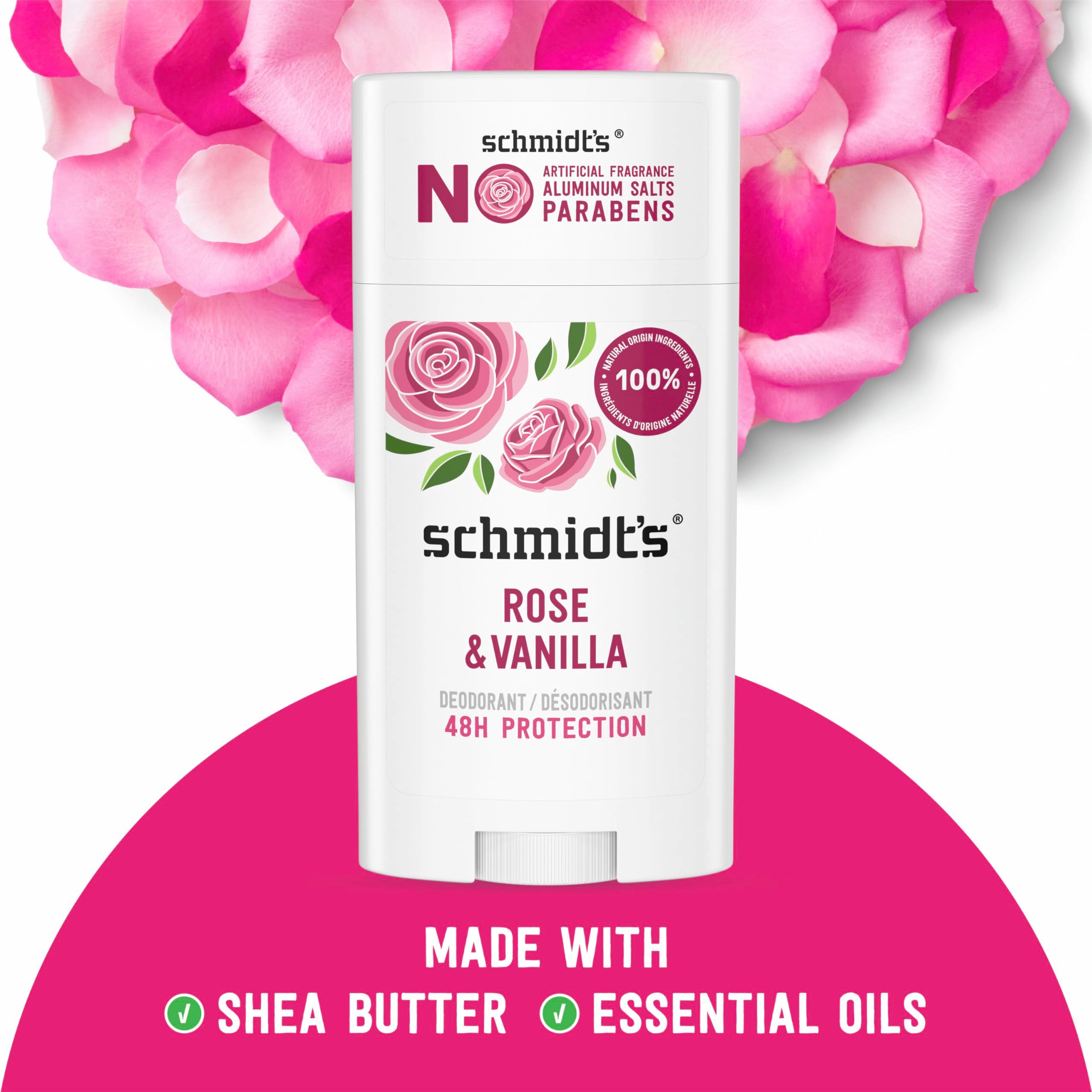 Schmidt's Aluminum-Free Vegan Deodorant Rose & Vanilla with 24 Hour Odor Protection 2 Count for Women and Men, Natural Ingredients, Cruelty-Free, 2.65 oz - Image 3
