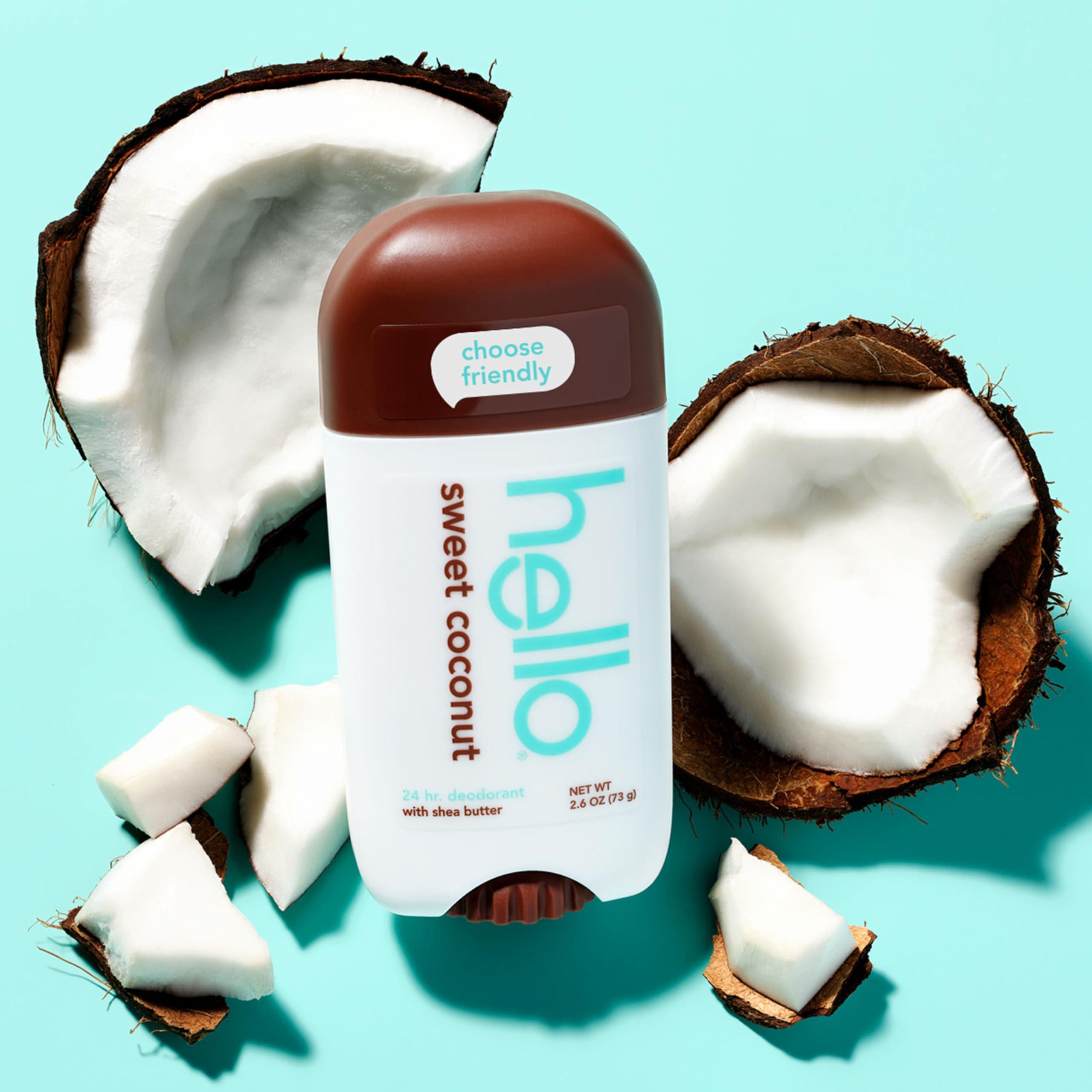 hello Sweet Coconut Deodorant With Shea Butter for Women + Men, Aluminum Free, Baking Soda Free, Parabens Free, 24 Hour Odor Protection, 2.6 Ounce, 2 Pack - Image 7