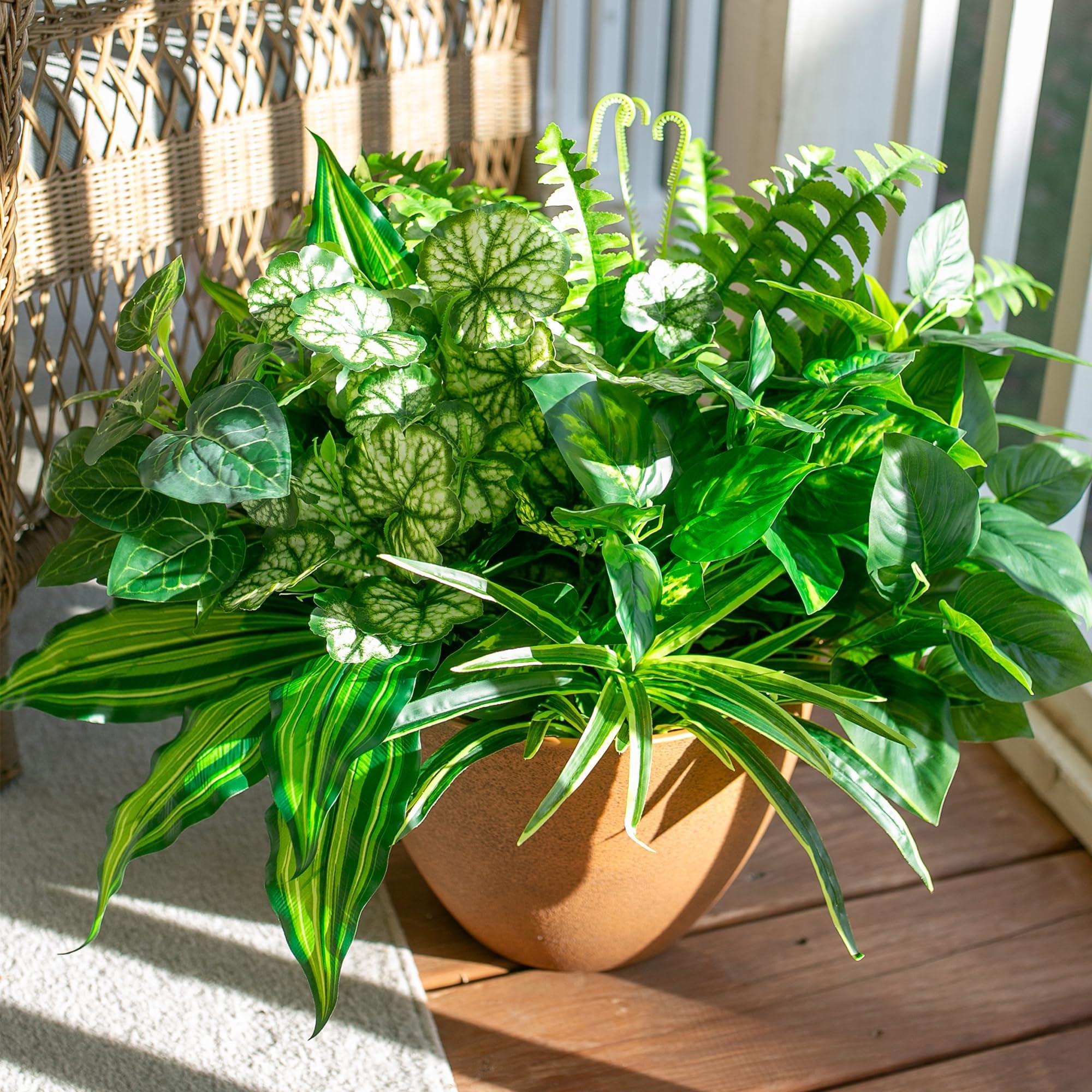 Starttag Artificial 8 Large Bunches Greenery Plants Fake Plastic Leaves with Stems UV Resistant Outside Faux Plants Bushes for Outdoor Patio Garden Front Porch Yard Decor - Image 5