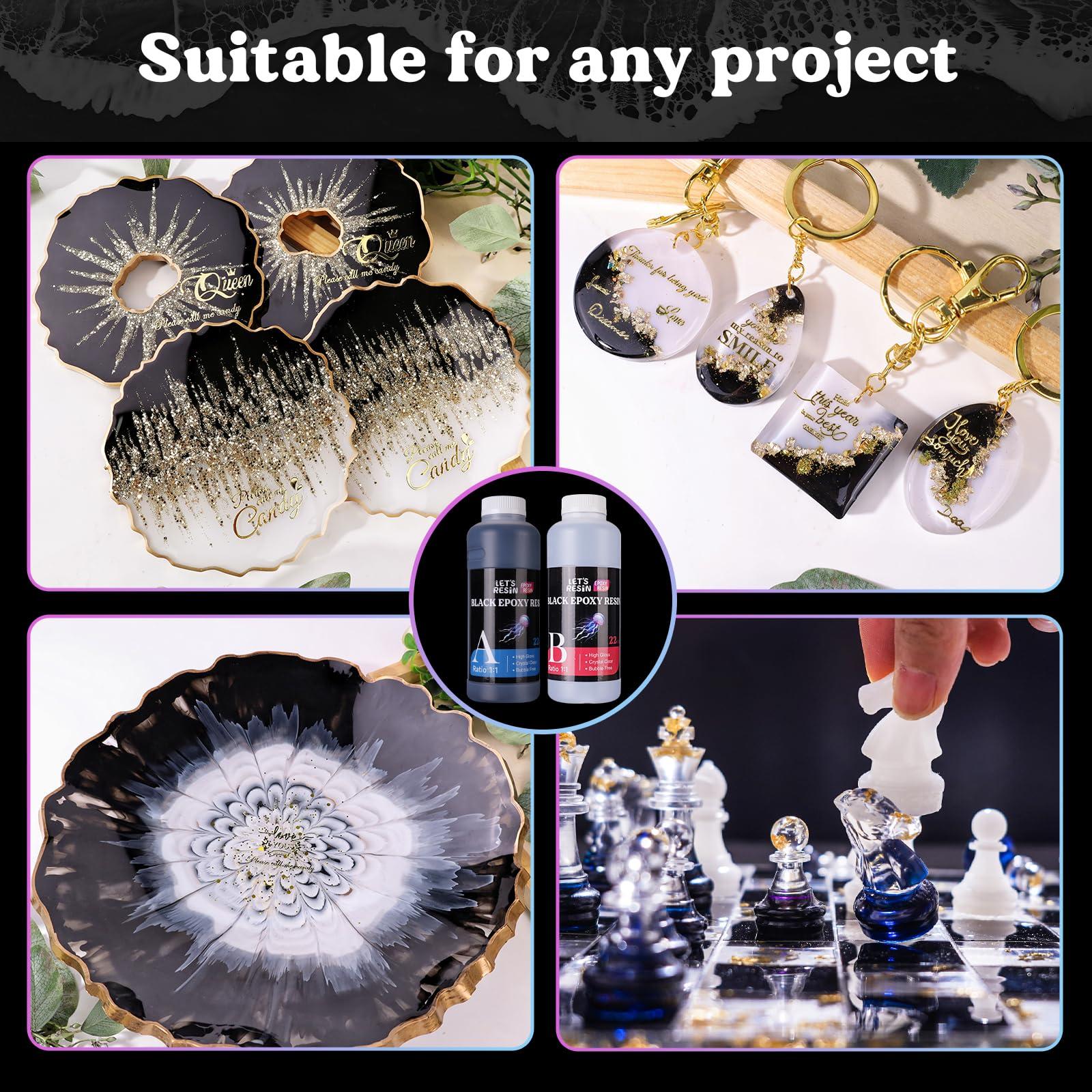 LET'S RESIN EPOXY RESIN Black Resin Epoxy,44OZ Bubble Free & High-Gloss Epoxy Kit,Self Leveling epoxy and Hardener for Art Crafts,Jewelry Making,Resin Molds - Image 5