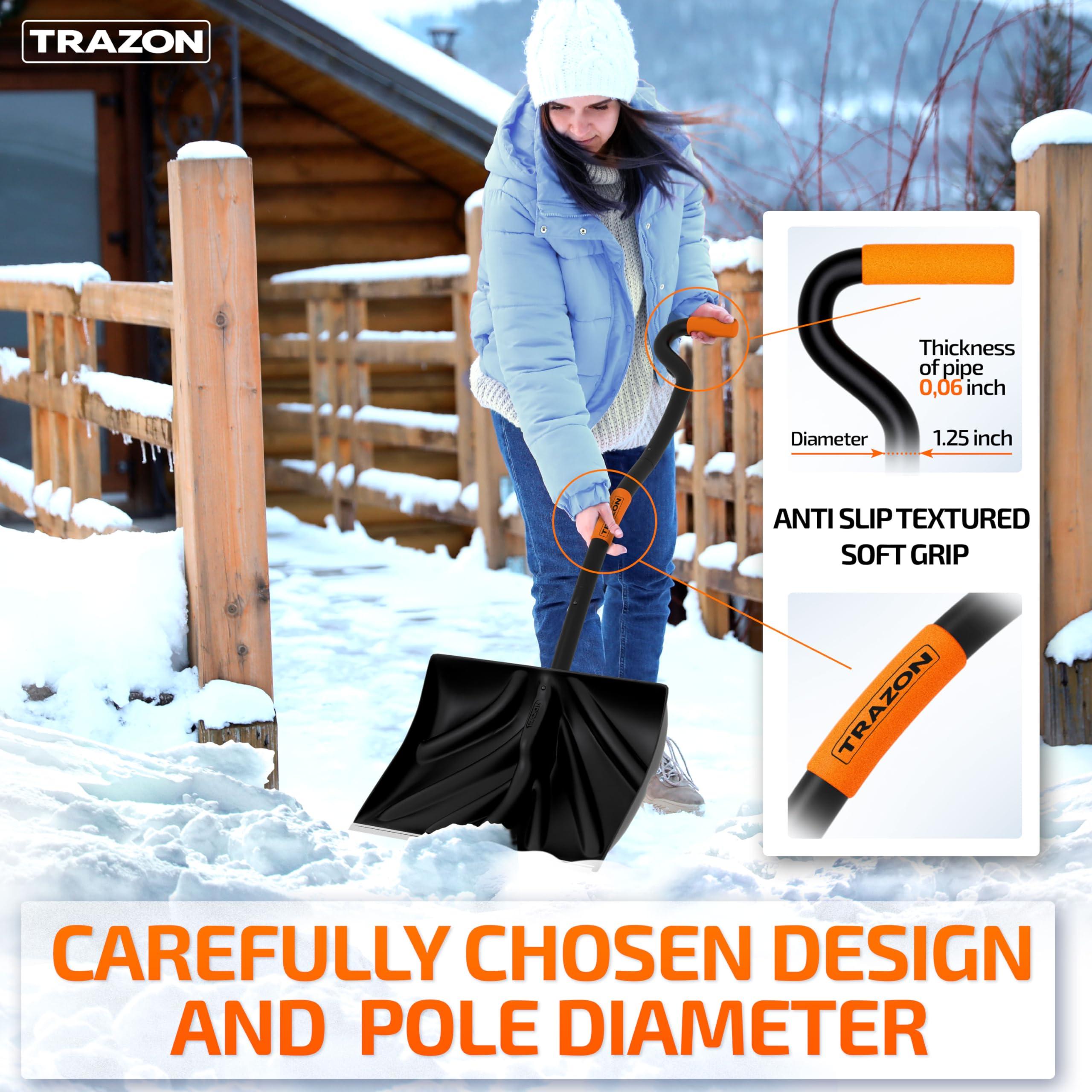 Snow Shovel Heavy Duty for Driveway with Ergonomic Handle to Use Without Backpain for Home Garage Car - Snow Shovel with 18 Inch Blade Large Capacity and 60 Inch Long Ergonomic Handle - Image 5