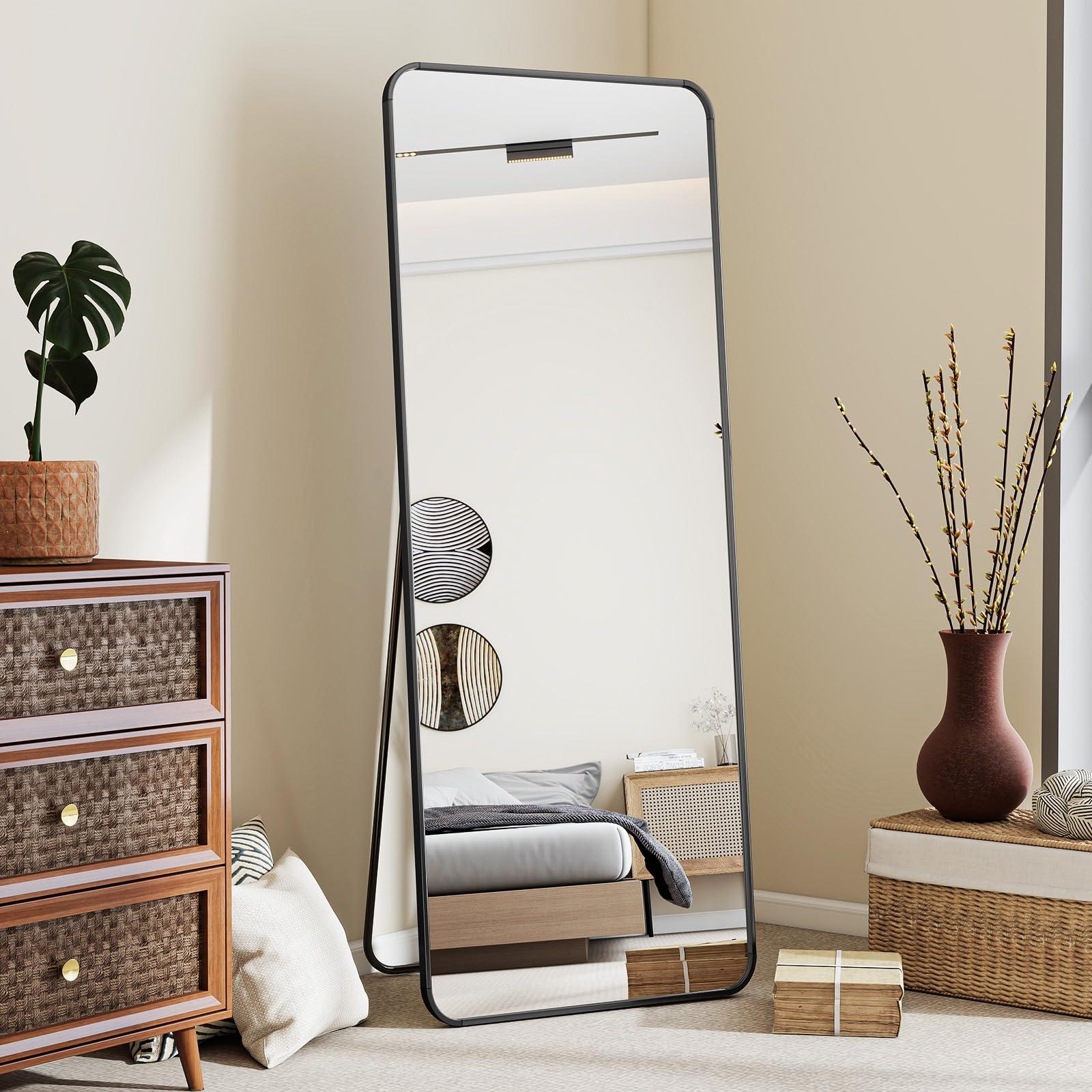 BEAUTYPEAK Black Full Length Mirror, 56"x21" Rounded Corner Floor Mirror Standing Hanging or Leaning Against Wall, Suitable for Bedroom or Dressing Room - Image 3