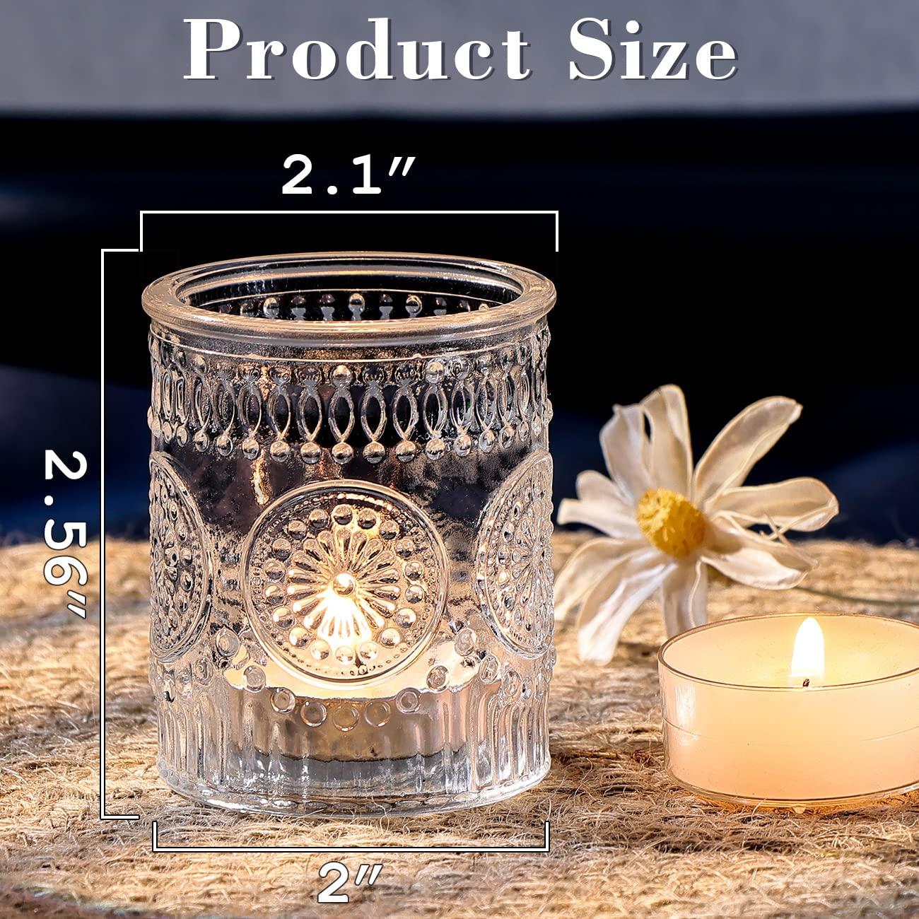 DARJEN Clear Votive Candle Holders Set of 36- Glass Candle Holders Bulk for Tea Light Candle, Embossed Candle Votives for Wedding Centerpiece, Living Room & Home Table Decor - Image 3