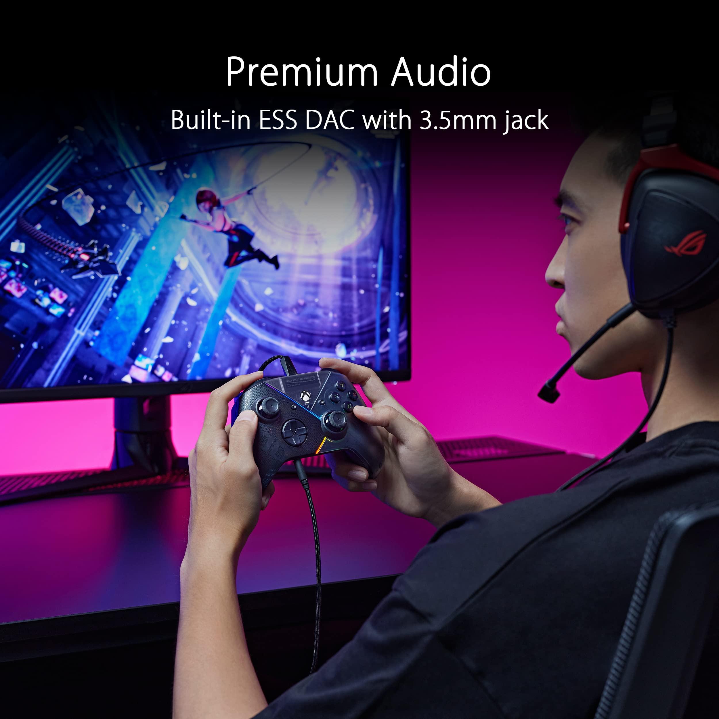 ASUS ROG Raikiri officially licensed Xbox controller, remappable buttons & triggers, 2 rear buttons, step & linear triggers, adjustable joystick sensitivity, 3.5mm jack with ESS DAC, for PC and Xbox - Image 4