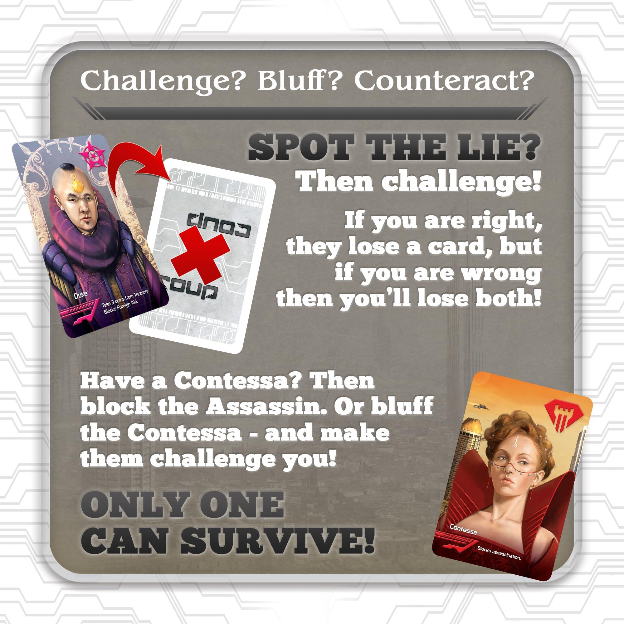 Coup - The Fast, Fun Bluffing Party Game for 2-6 Players. Perfect for Family Game Night with your Teens or Friends. Can you get away with your bluff? Over 1 Million copies sold! - Image 6