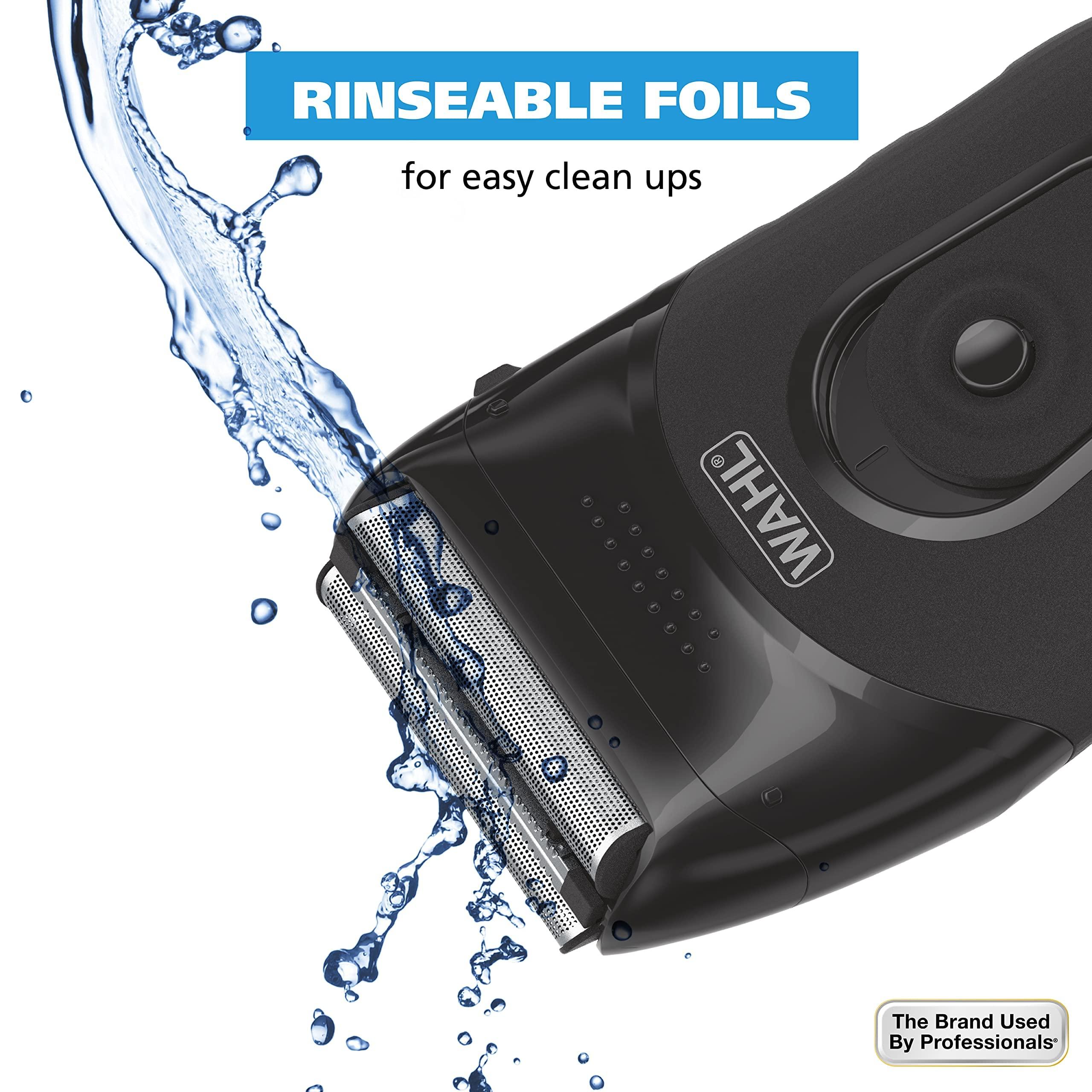Wahl Compact Rechargeable Lithium Ion Shaver Kit with Hygienic Rinseable Foils & Cutter Bar with Dual Flexible Foils That Move with The Contours of Your Face - 7065 - Image 6