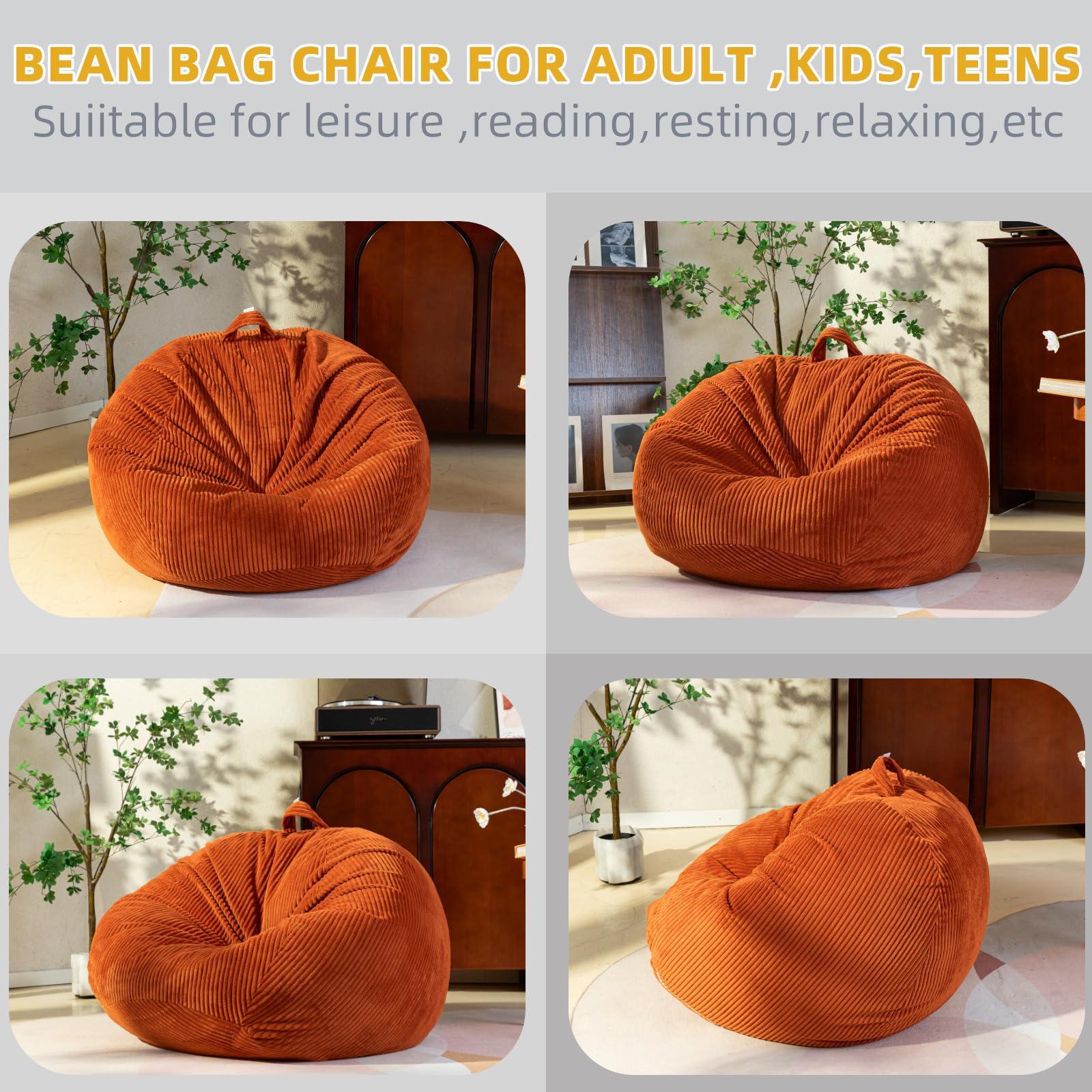 Stuffed Animal Storage Bean Bag Cover (No Filler), Corduroy Kids & Toddler Bean Bag Chair for Teens & Adults, Toy Storage Organizer, Comfy Sofa for Playroom (Dove Gray, Kids (Cover Only) - Image 6
