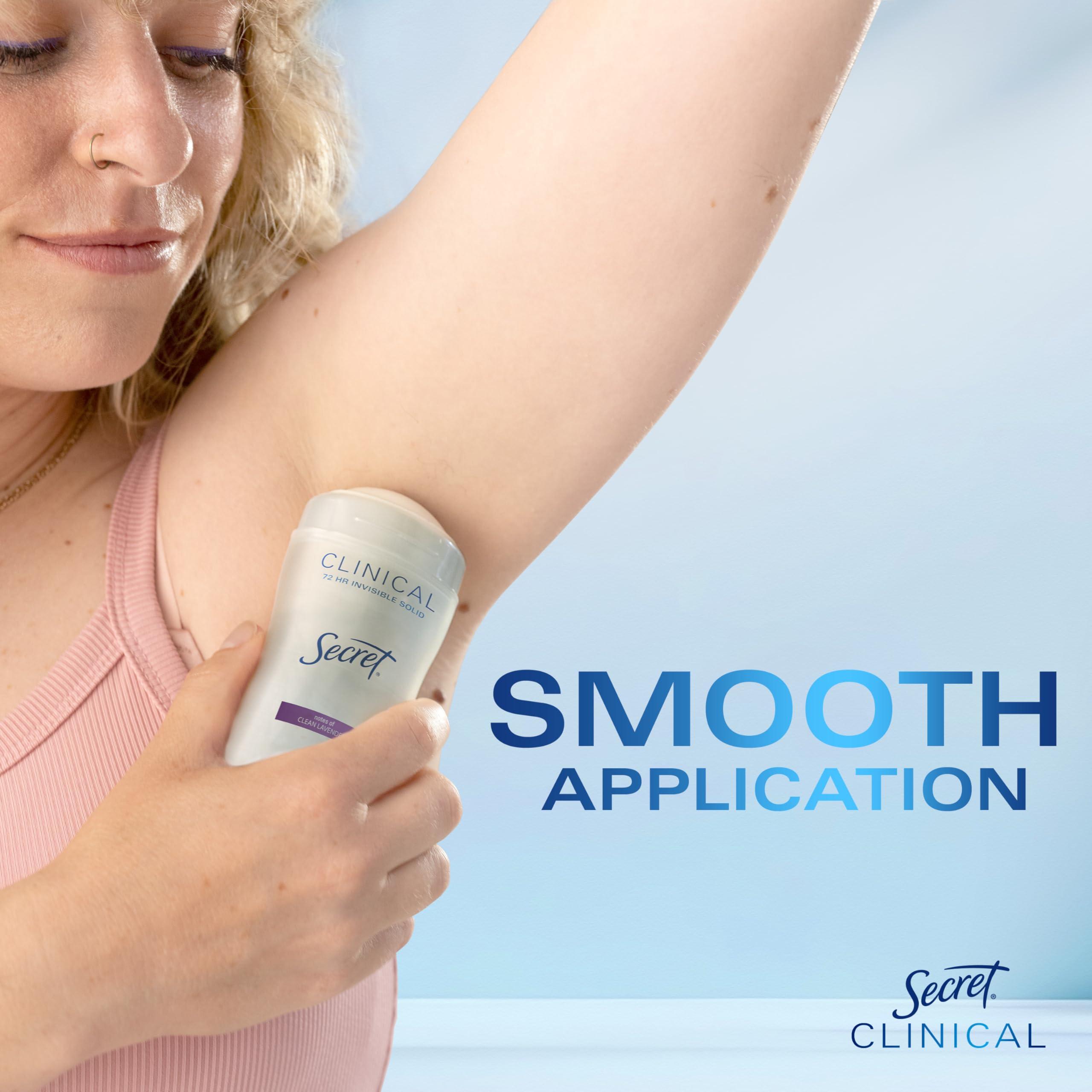 Secret Clinical Strength Antiperspirant Deodorant for Women, 3X Stress Protection, 72hr Sweat & Odor Protection, PH Balancing Minerals, Invisible Solid, Clean Lavender Scent, 2.6 oz - Image 9