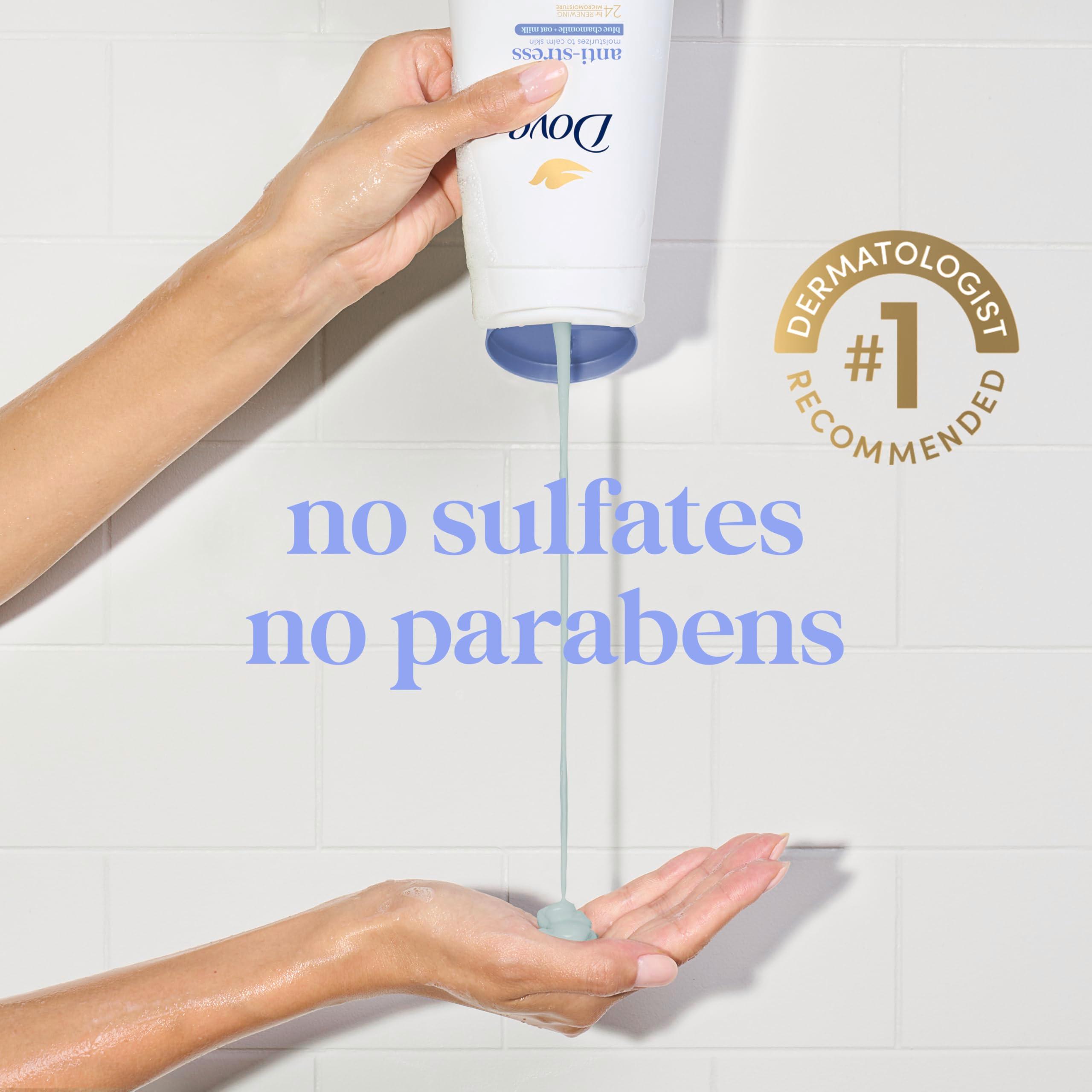 Dove Body Wash with Pump 3 Count Anti-Stress Blue Chamomile & Oat Milk, for 24hr Lotion-Soft Skin Moisturizing Skin Cleanser with No Sulfates No Parabens - Image 3