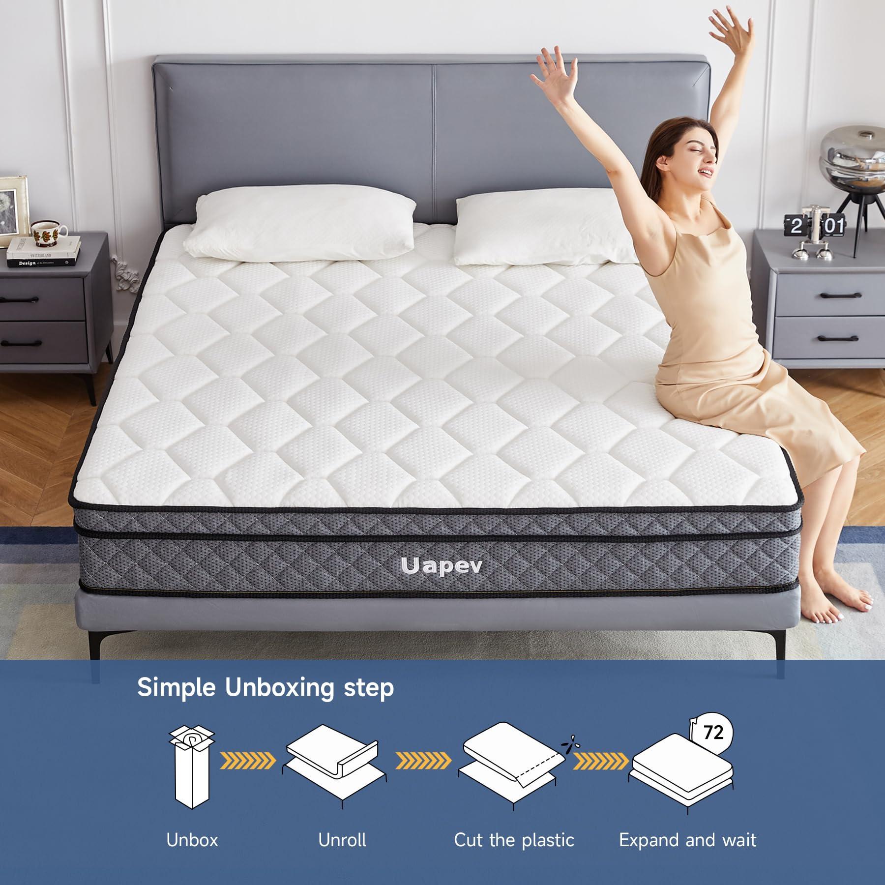 Uapev Queen Mattresses,10 Inch Queen Size Mattress in A Box, Memory Foam Hybrid Mattress with Individual Pocket Spring for Motion Isolation & Strong Edge Support, Stress & Pressure Relief,CertiPUR-US - Image 7