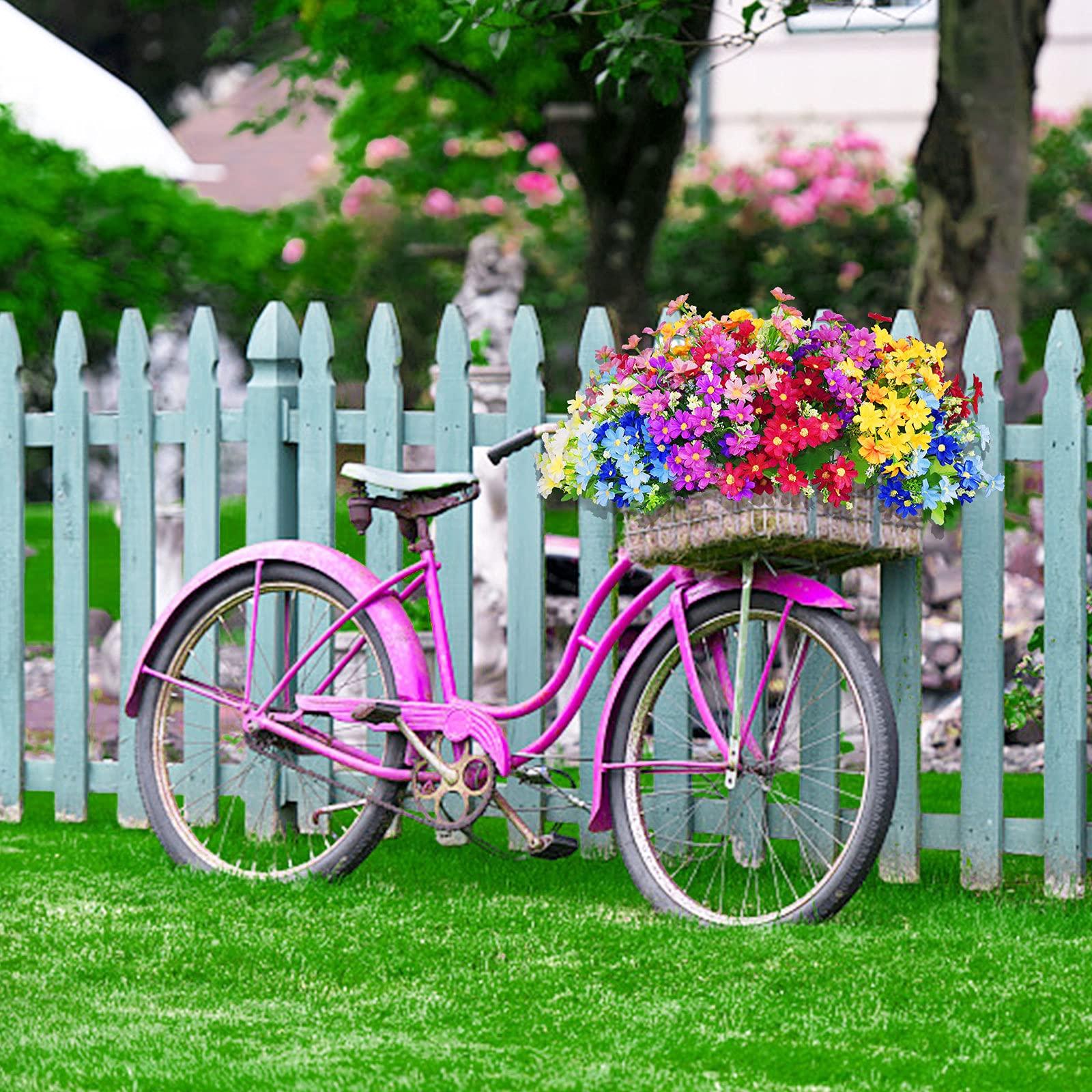 12 Bundles Artificial Fake Flowers for Outdoor Decoration,Shyshining UV Resistant Faux Plastic Fabric Greenery Shrubs Plants Fake Flowers Hanging Planter Kitchen Home Garden Wedding Decor(Six Colors) - Image 8
