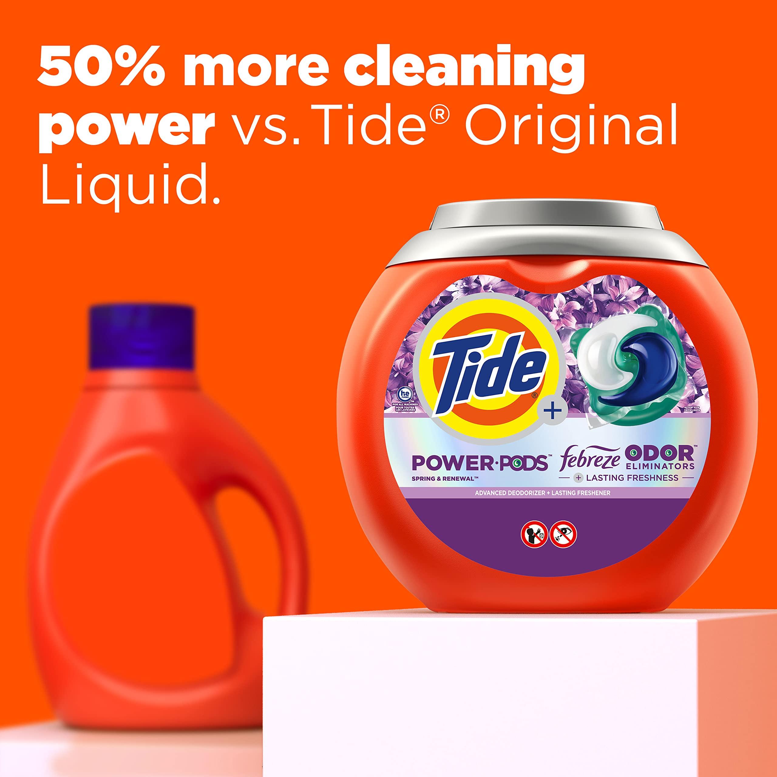 Tide Power Pods Laundry Detergent Pacs with Febreze 32 Count Spring & Renewal Scent Febreze Freshness with Odor Eliminators - Image 5