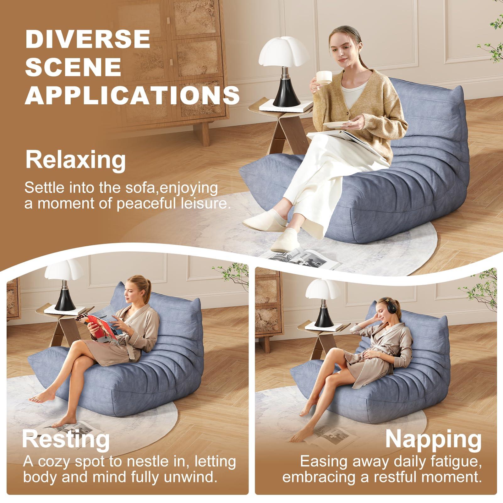 Snug Sofee Bean Bag Chairs for Adults, Bean Bag Sofa - Adult Size with Soft Waterproof Fabric for Living Room, Apartments, Reading Corner, Gaming, and Movie Venue (Gray) - Image 4