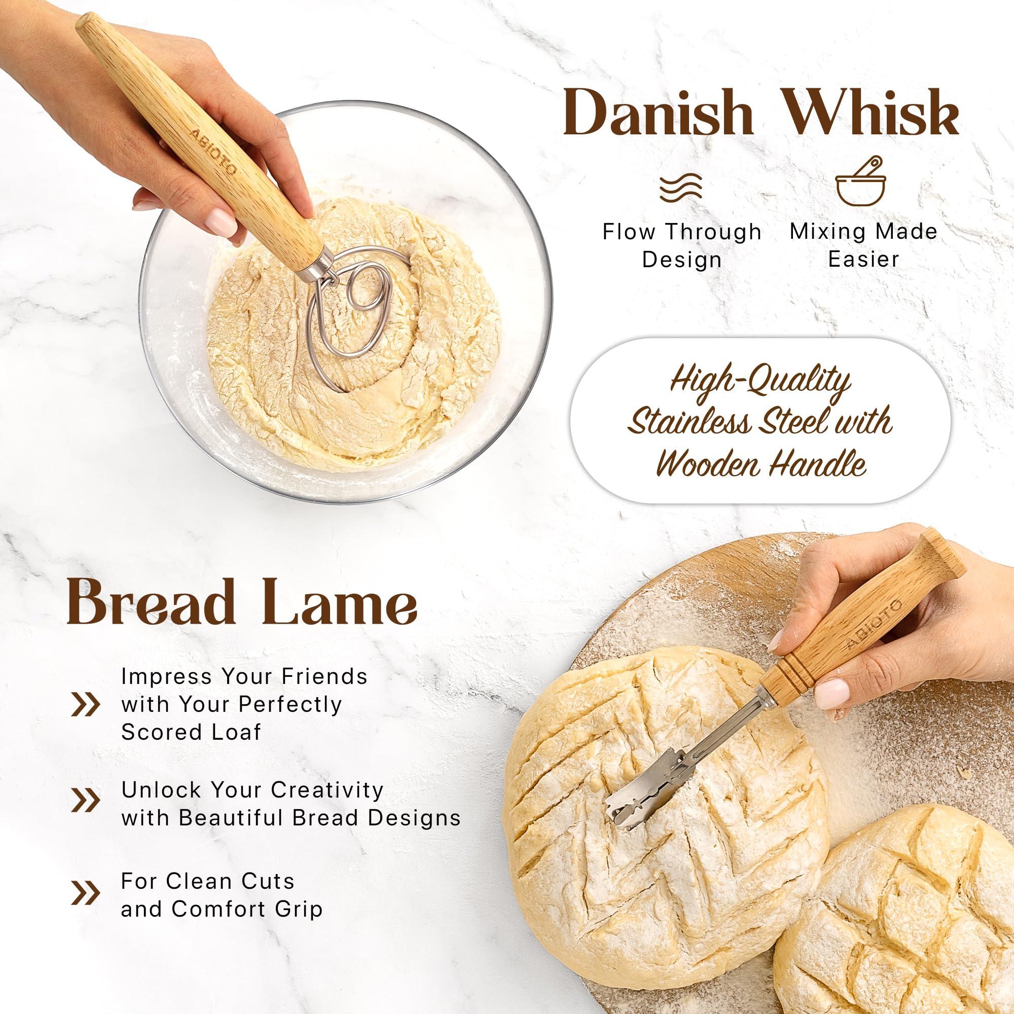 9" Round and 10" Oval Banneton Bread Proofing Baskets and Sourdough Bread Baking Supplies, A Complete Sourdough Kit with Bread Lame, Danish Whish, Bowl & Dough Scraper, 2 Bread Slings, and Baking Mat - Image 5