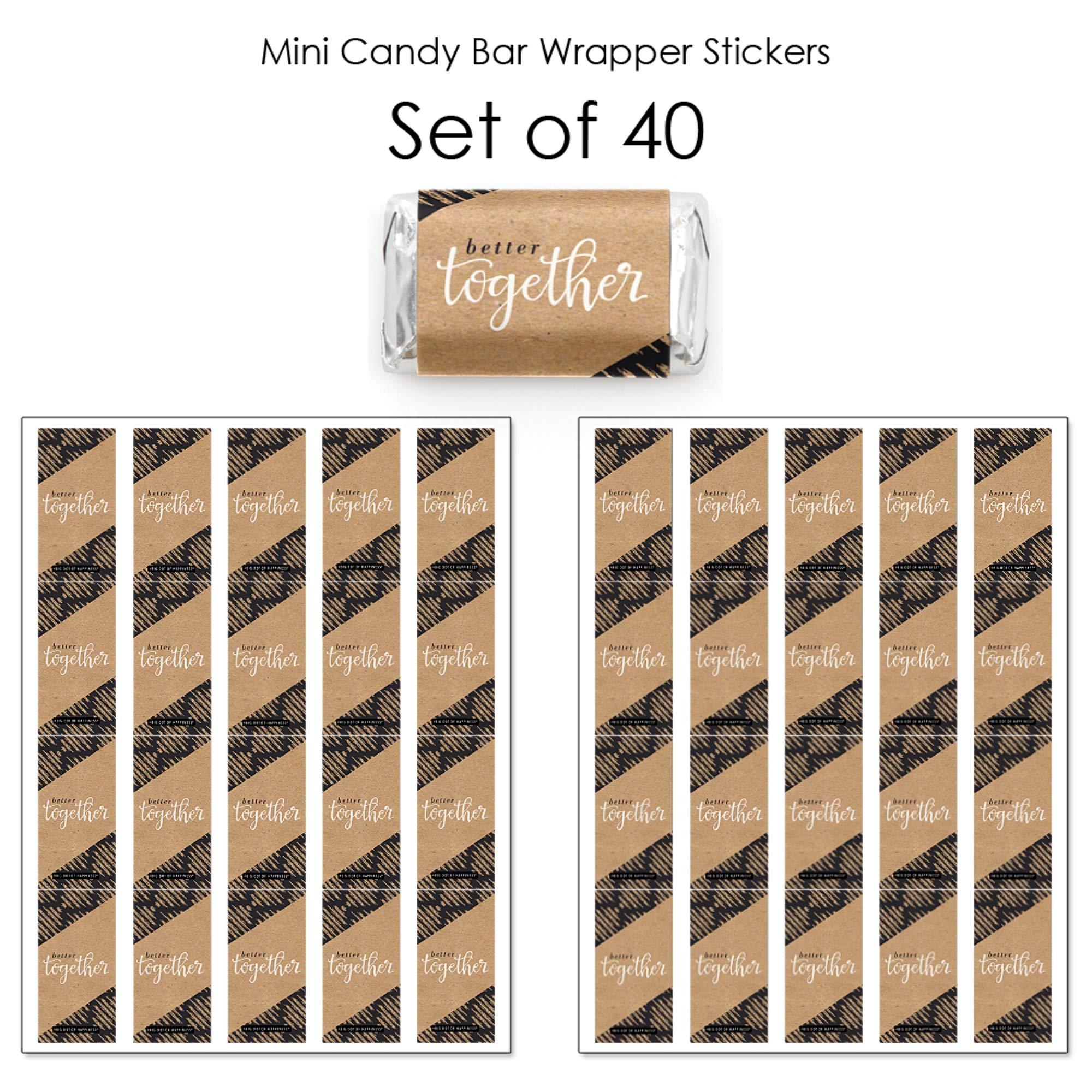 Big Dot of Happiness Better Together - Mini Candy Bar Wrapper Stickers - Wedding or Bridal Shower Small Favors - 40 Count - Image 3