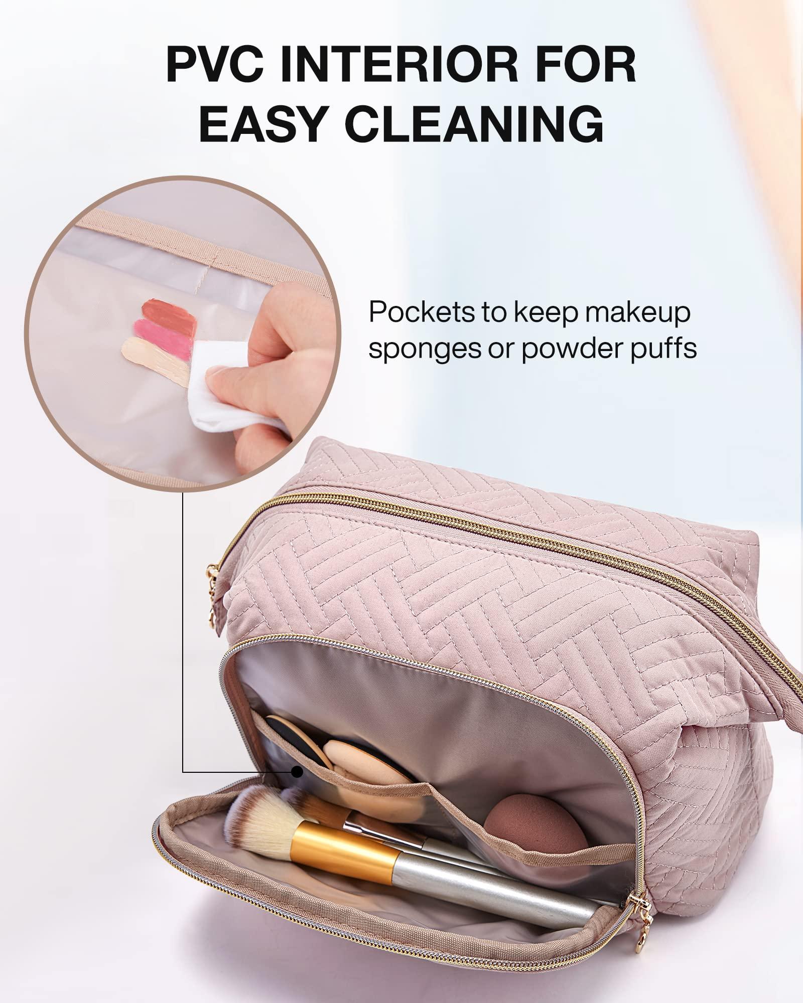 BAGSMART Travel Makeup Bag, Cosmetic Bag Make Up Organizer Case,Large Wide-open Pouch for Women Purse for Toiletries Accessories Brushes - Image 3