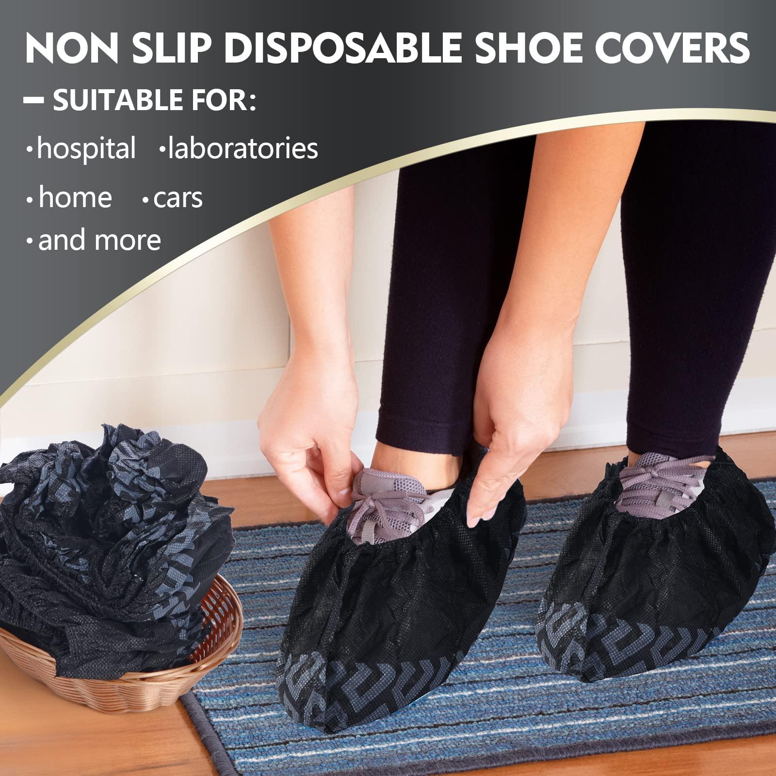Zhanmai 300 Pack Disposable Shoe Covers Non Slip Disposable Large Foot Booties Shoe Covers for Indoors Contractors Floor and Carpet Protectors, One Size Fits Most(Black) - Image 4