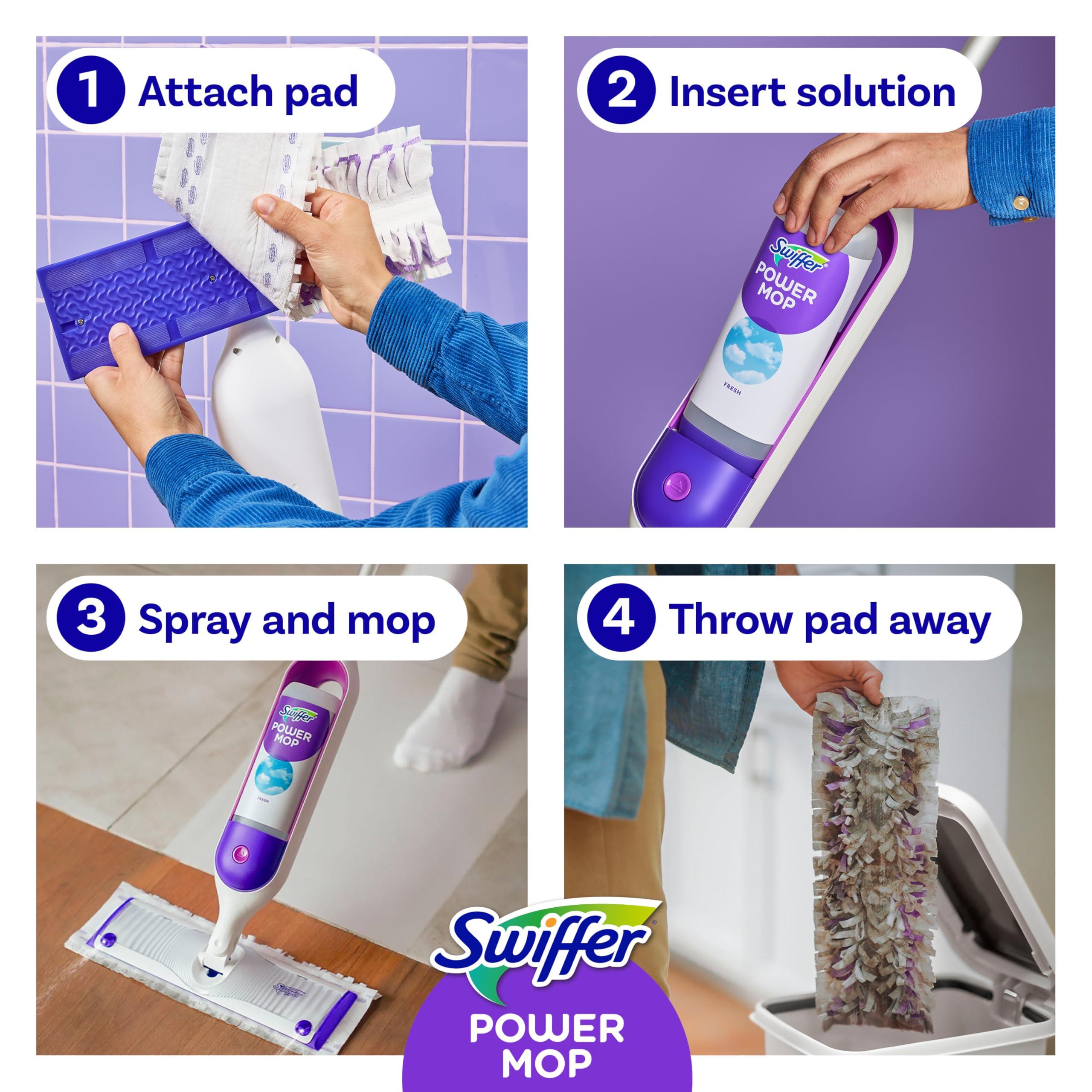 Swiffer PowerMop Multi-Surface Mop Kit for Floor Cleaning, Includes PowerMop, 2 Mopping Pad Refills, 1 Cleaning Solution with Fresh Scent and 2 Batteries - Image 8