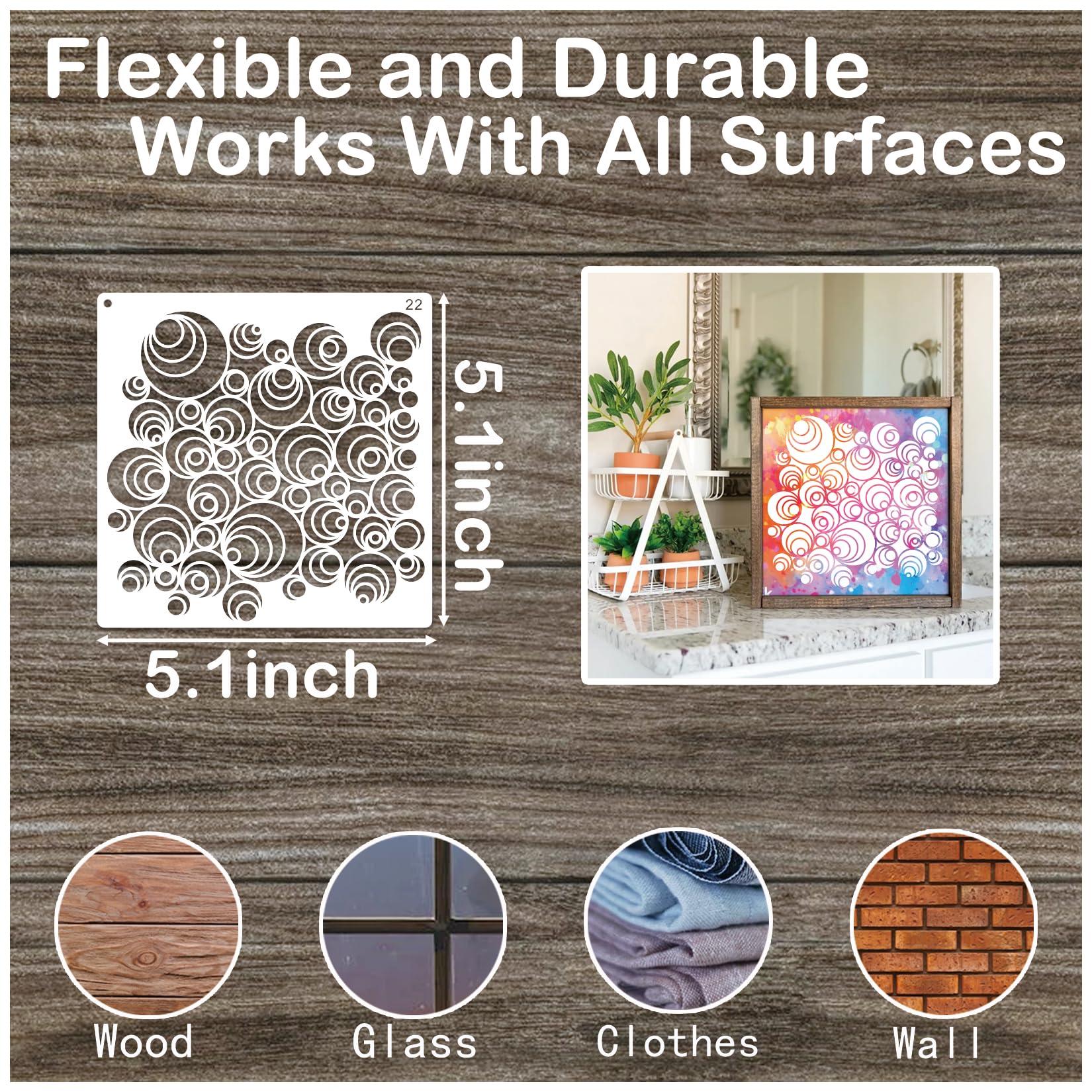 30pcs Texture Stencils for Crafts Reusable Mixed Media Geometric Brick Cubist Leopard Wood Grain Stencil Layering Stencils for Painting on Wood Wall DIY Background Furniture Card Canvas(texture30) - Image 5