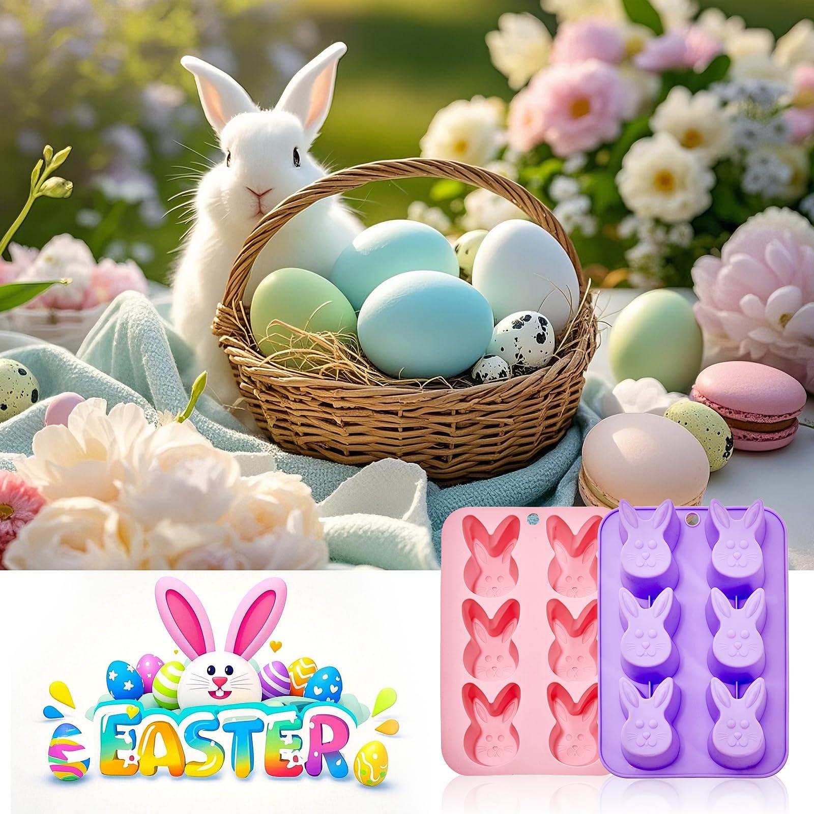 Bunny Molds Easter Silicone Molds for Chocolate, 2 Pack Easter Bunny Muffin Brownie Pan for Baking, Jello Candy Molds Easter Soap Molds for Hot Chocolate Bombs Ice Cube Candle - Image 7