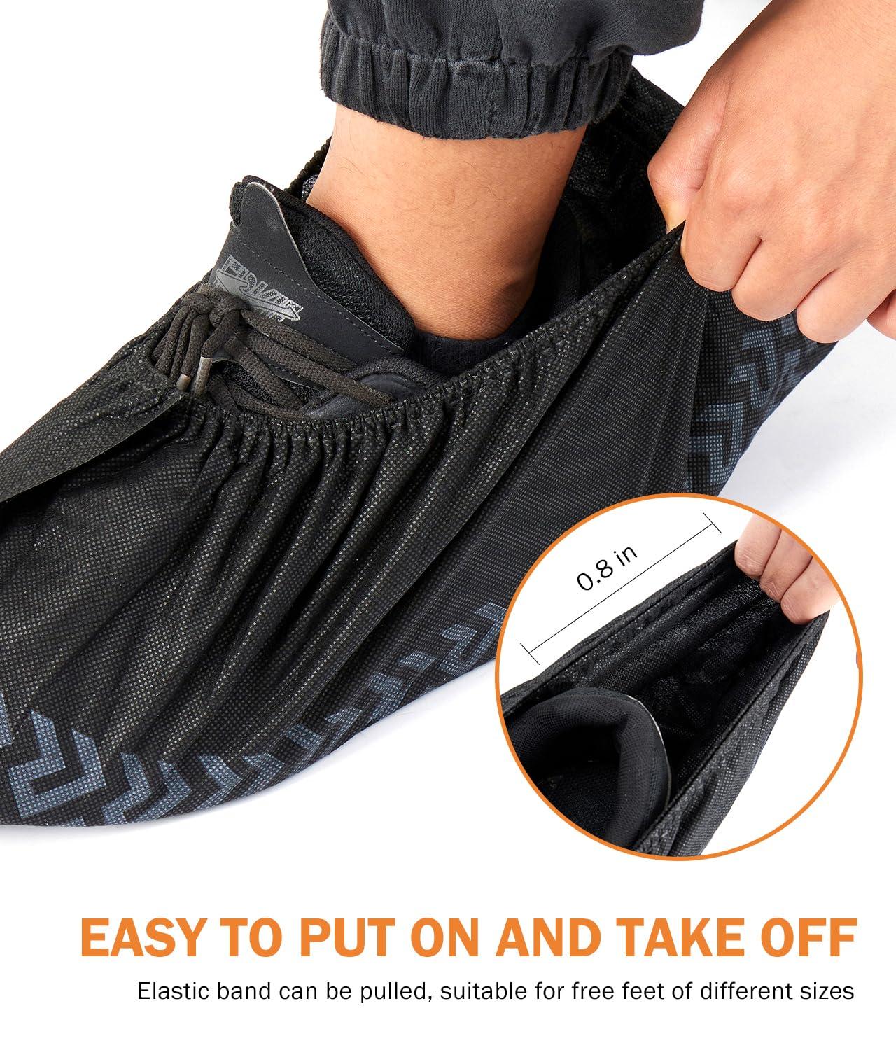 100 Pcs Shoe Covers Disposable Non-Slip,Shoe Covers for Indoors Reusable,Slip-resistant, Durable, Breathable, Non-toxic,Booties for Shoes Covers,Stretchable Fits Up To13 US Men,Black-XL - Image 6