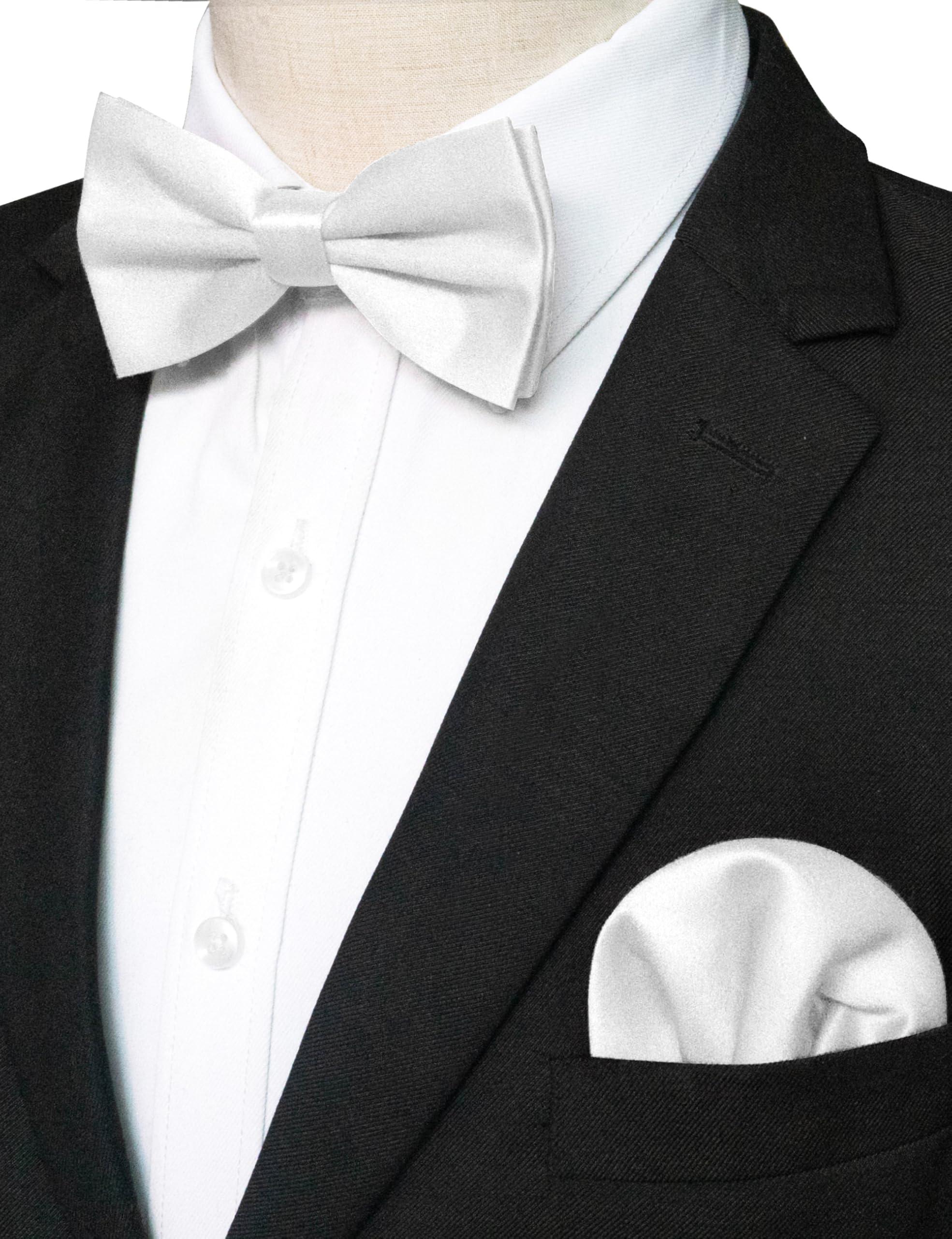 JEMYGINS Solid Color Pre-tied Bow Tie and Pocket Square Set for Men - Image 3