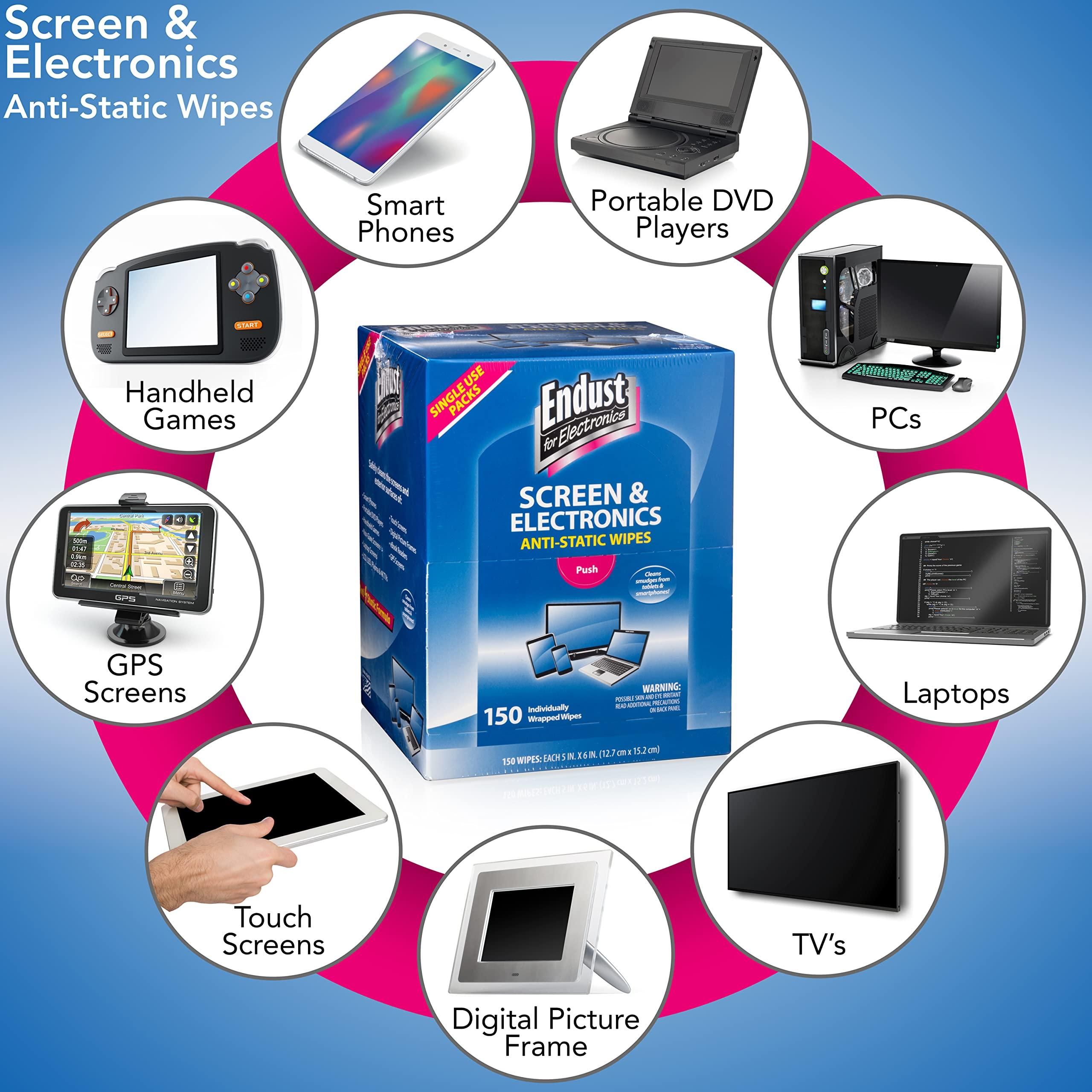Endust for Electronics; Individually Wrapped, Portable, Anti-Static, Screen & Electronics Cleaning Wipes; 150 Count (14316) - Image 5