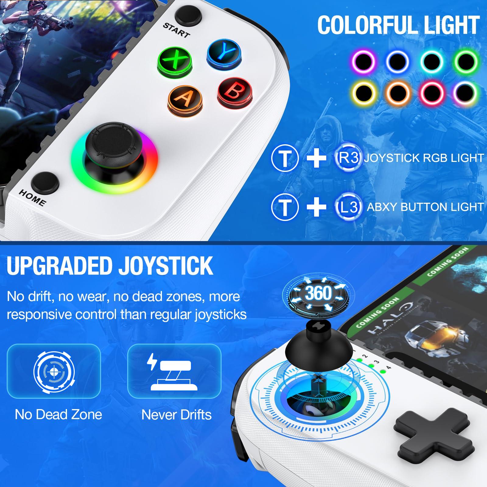 Wireless Mobile Gaming Controller for iPhone/Android, Phone Game Controller Support Phone Case, Colorful Light Hall Joystick, Turbo, Mobile Gaming Gamepad - Image 4